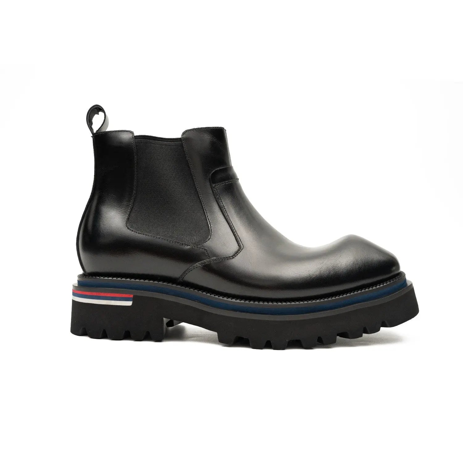 Black Calf Chelsea Boots with Lug Sole