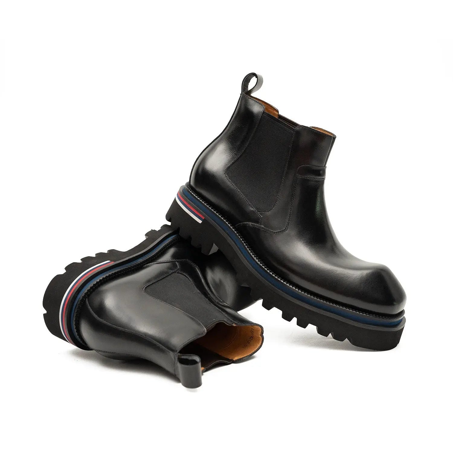Black Calf Chelsea Boots with Lug Sole