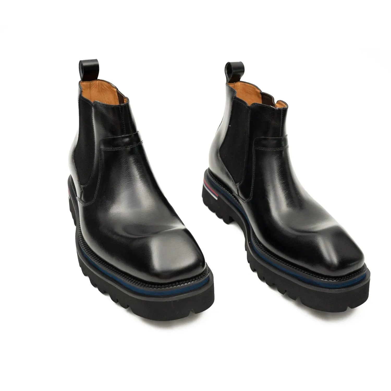Black Calf Chelsea Boots with Lug Sole
