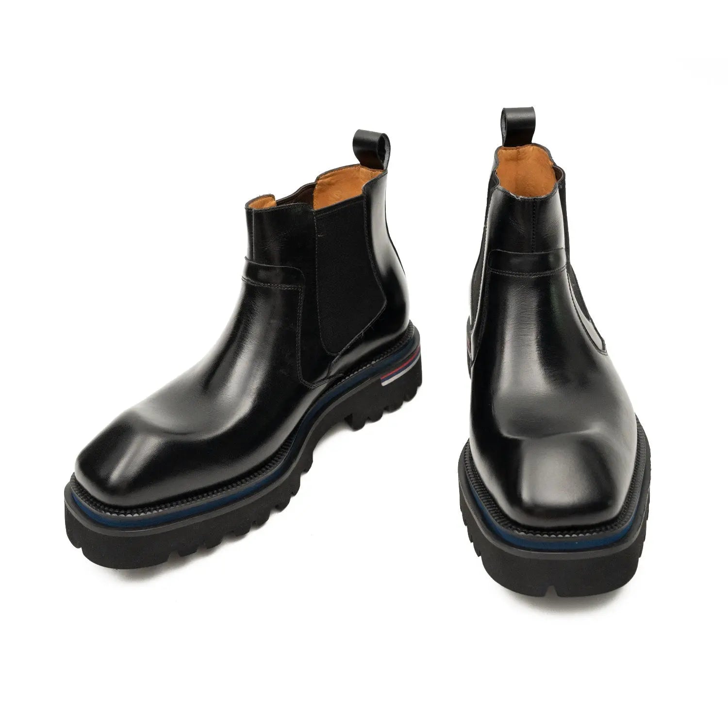 Black Calf Chelsea Boots with Lug Sole