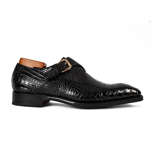 Black Crocodile Monk Strap