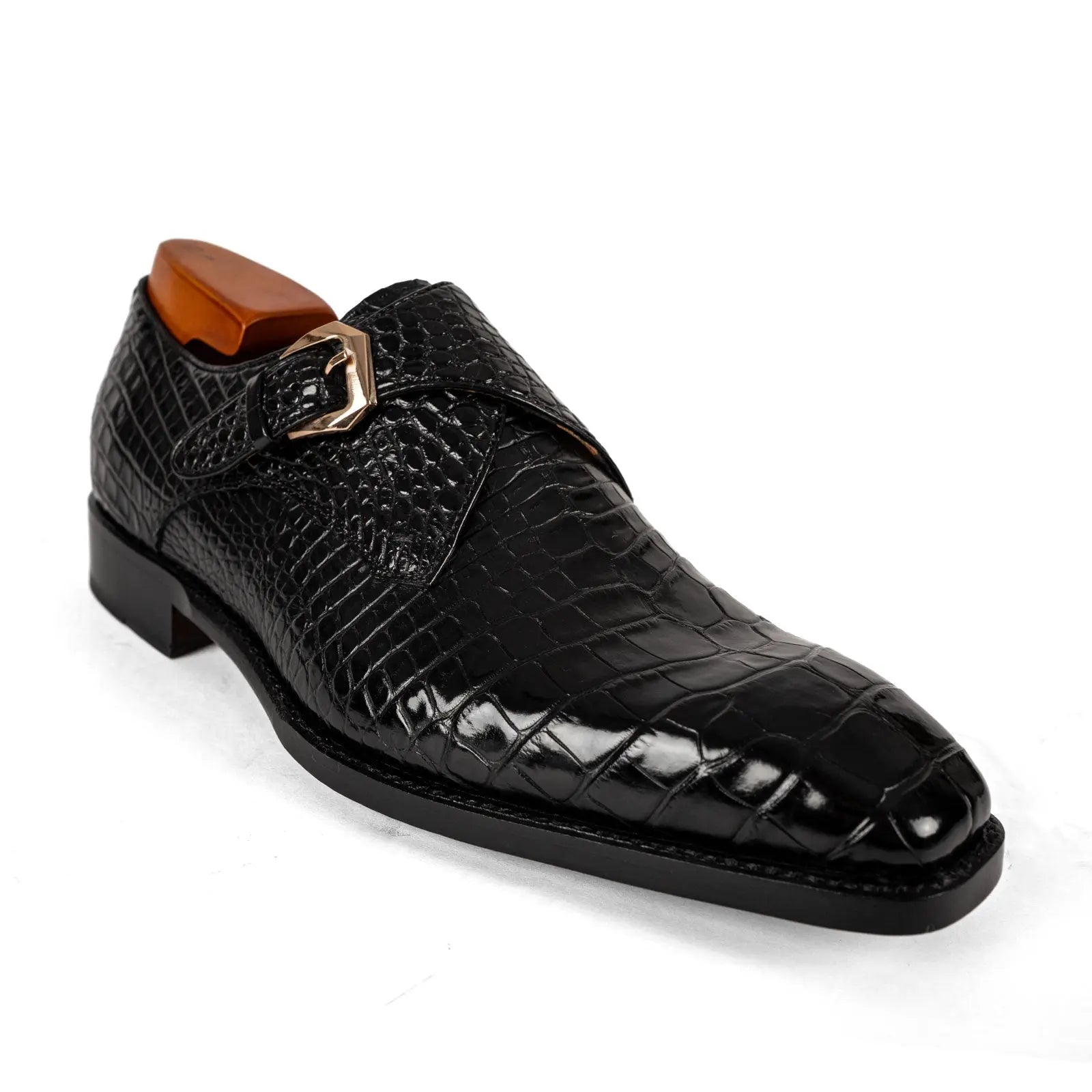 Black Crocodile Monk Strap