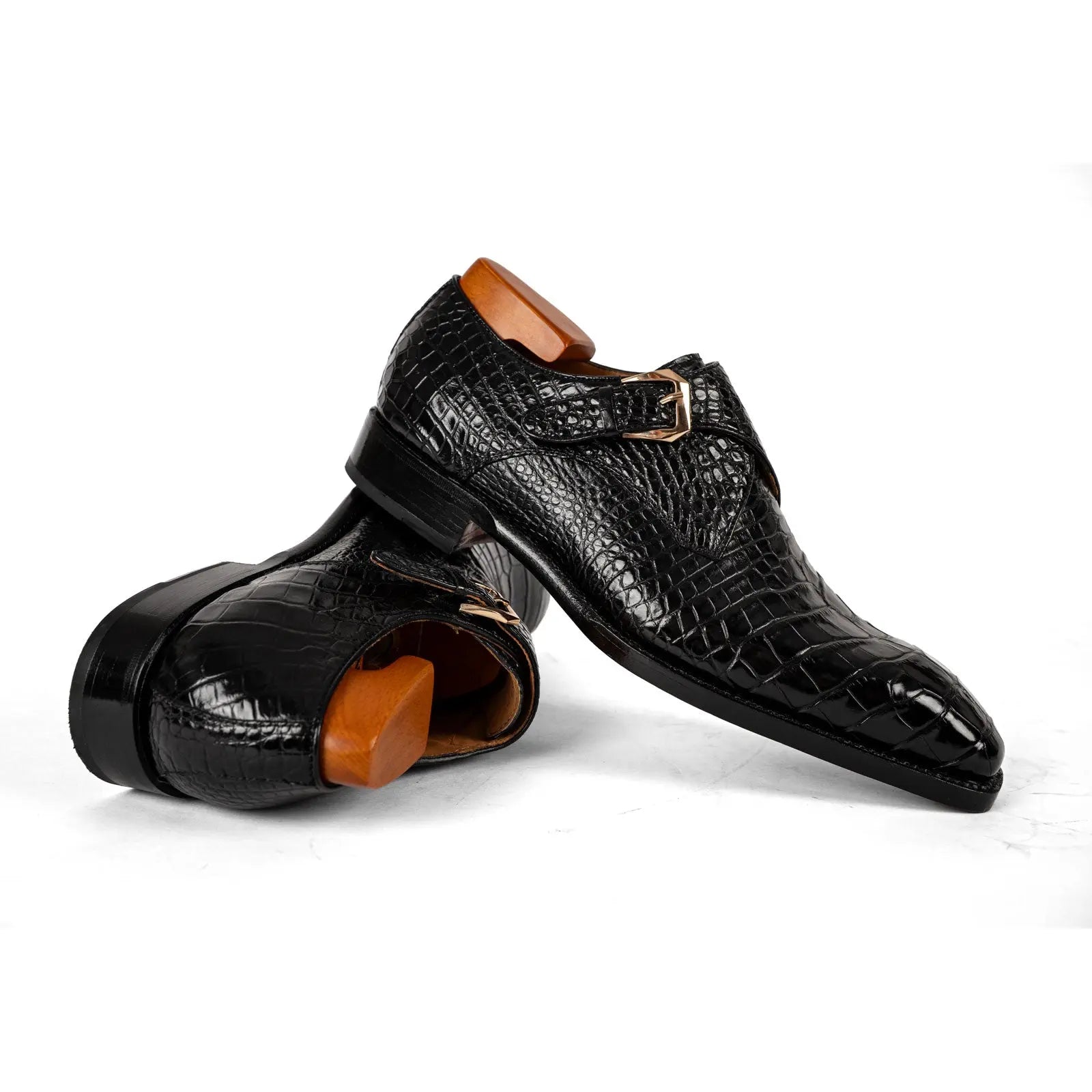 Black Crocodile Monk Strap