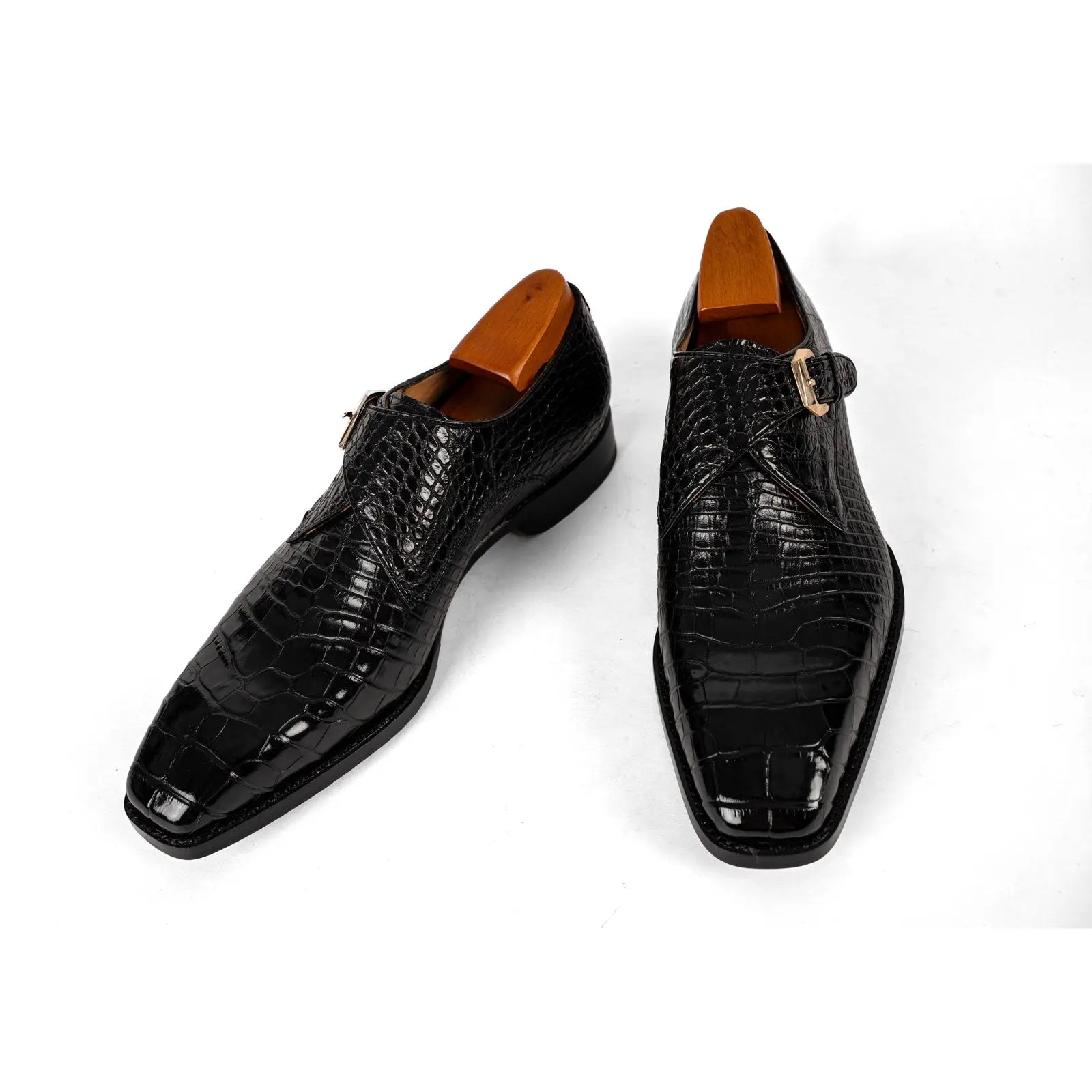 Black Crocodile Monk Strap