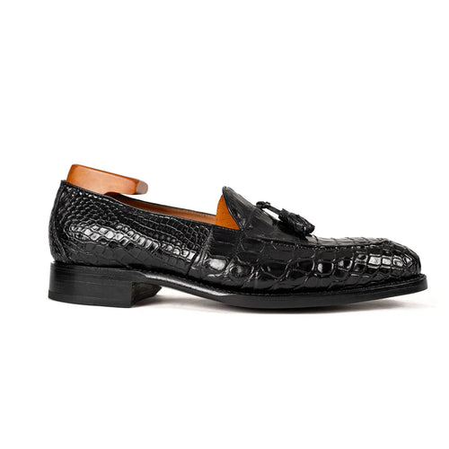 Black Crocodile Tassel Loafer