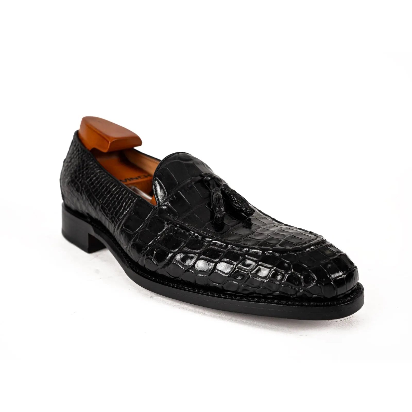 Black Crocodile Tassel Loafer