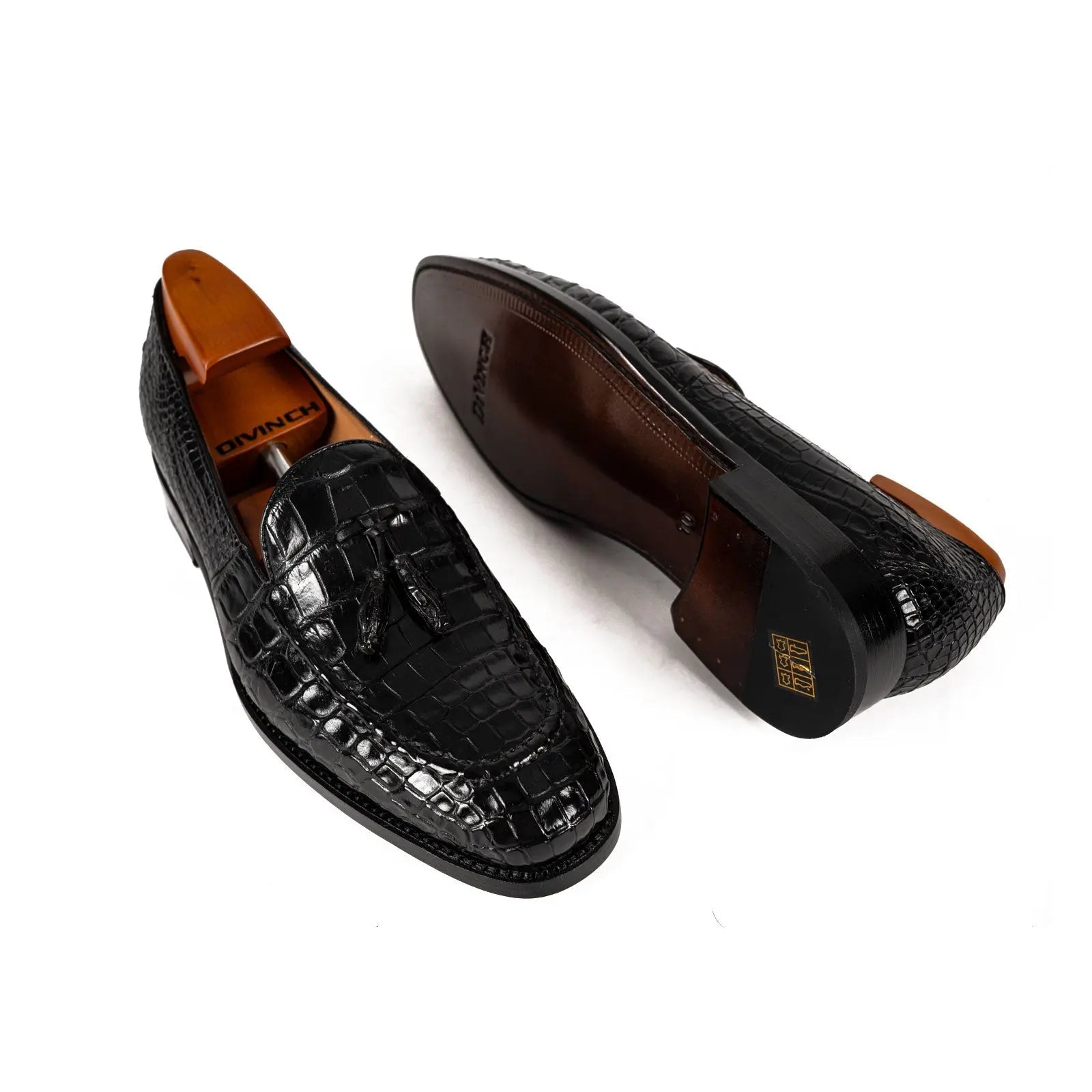 Black Crocodile Tassel Loafer