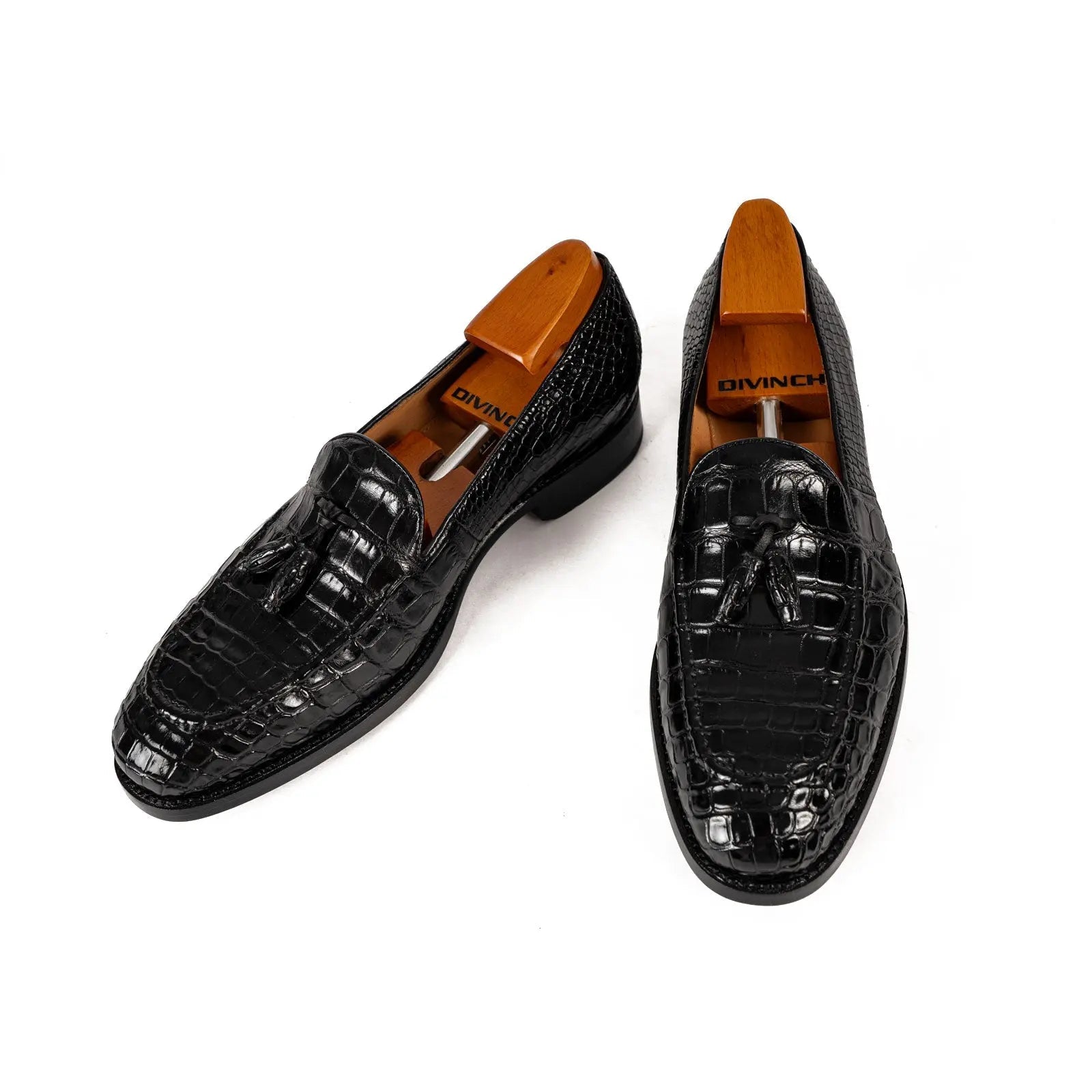 Black Crocodile Tassel Loafer