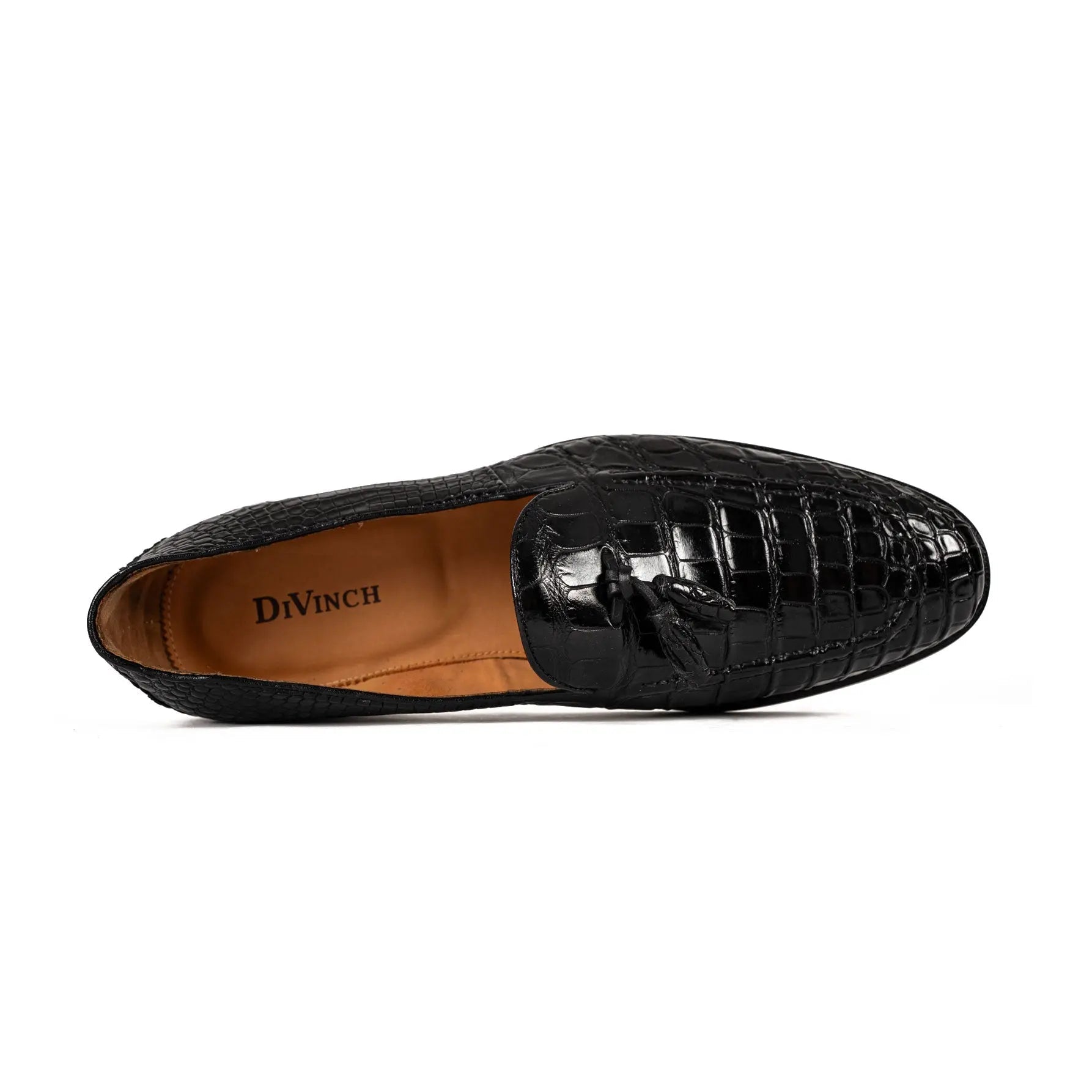 Black Crocodile Tassel Loafer