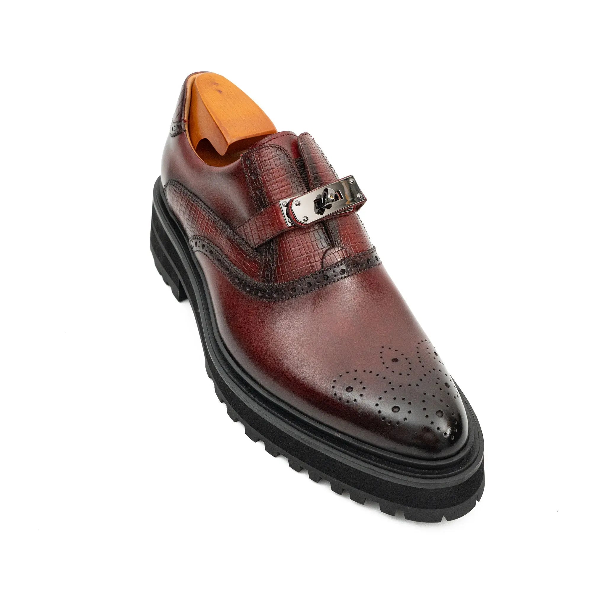 Burgundy Strap Lug Loafer