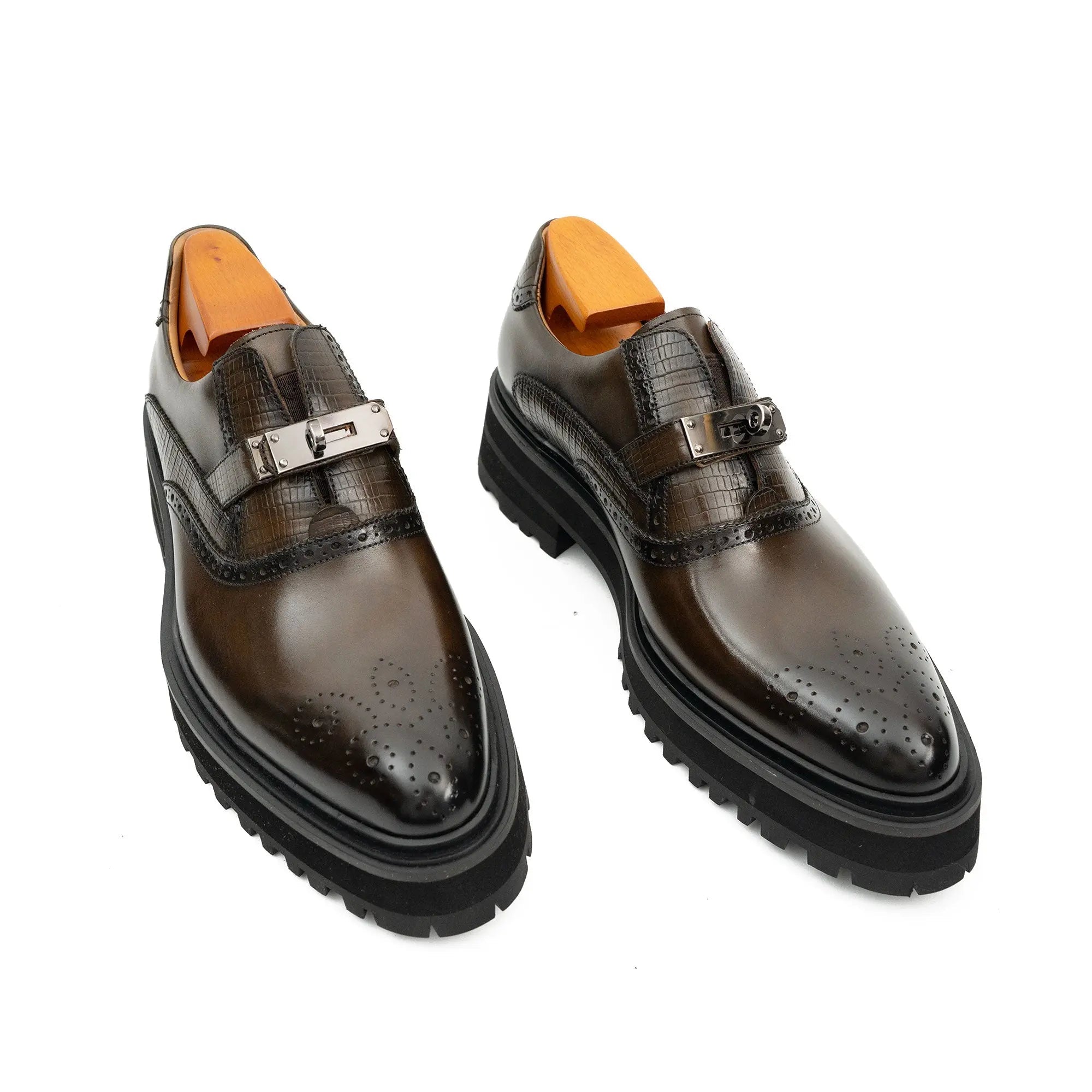 Black Leather Loafer with Lug Sole