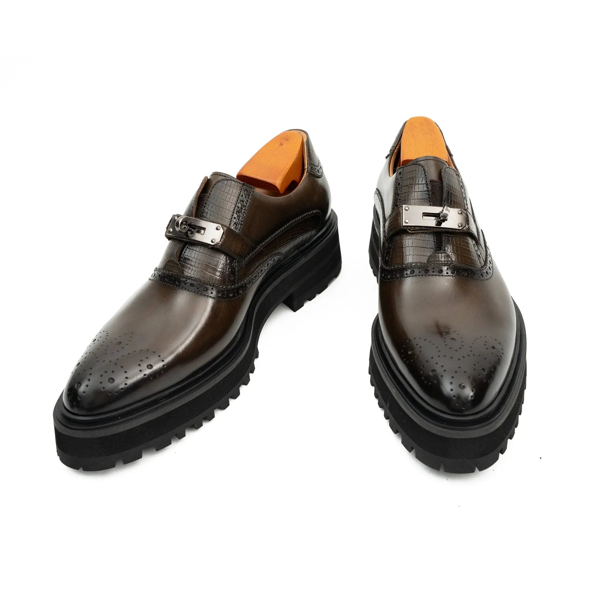 Black Leather Loafer with Lug Sole