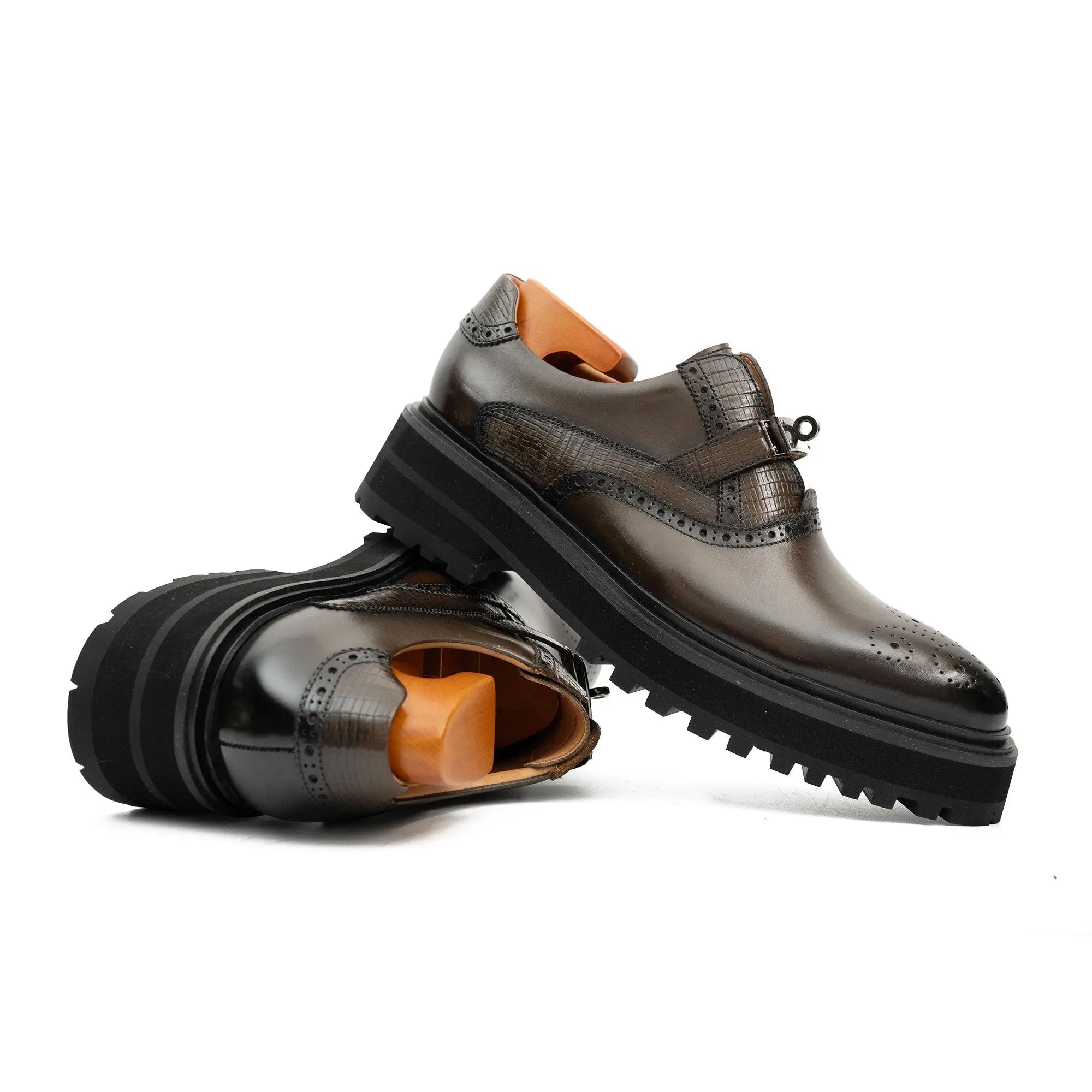 Black Leather Loafer with Lug Sole