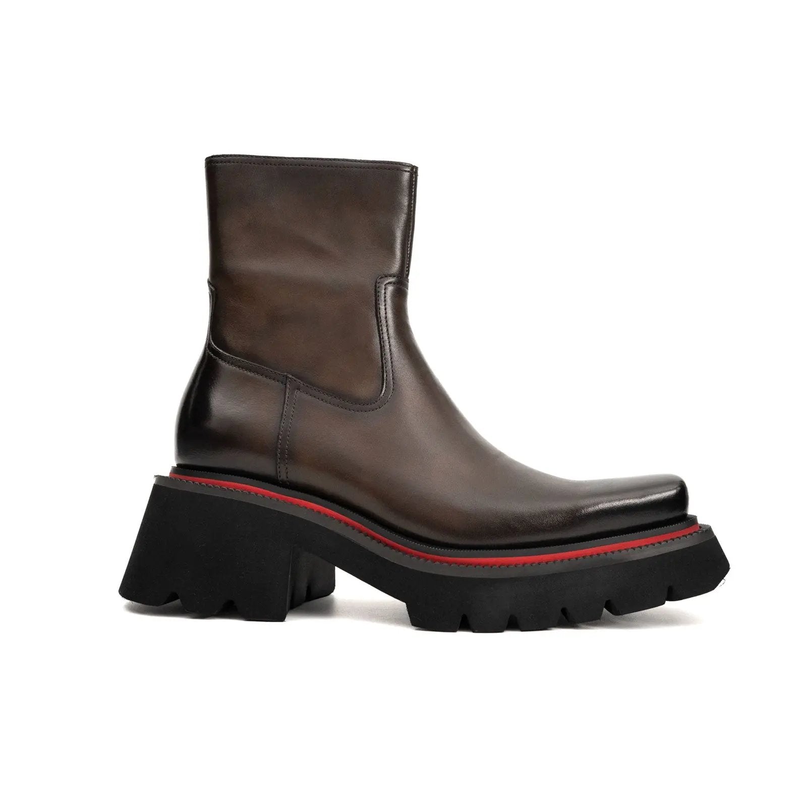 Short Title: Square Toe Platform Chelsea Boots