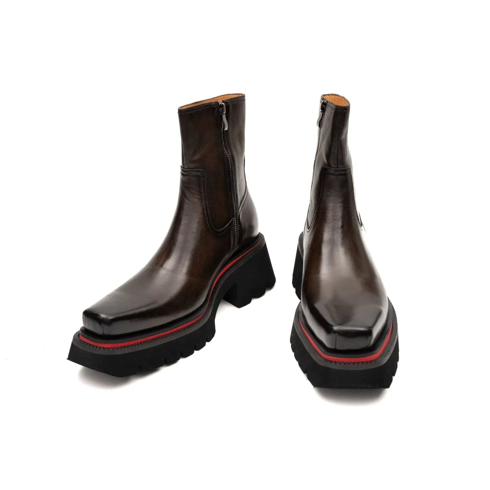 Short Title: Square Toe Platform Chelsea Boots