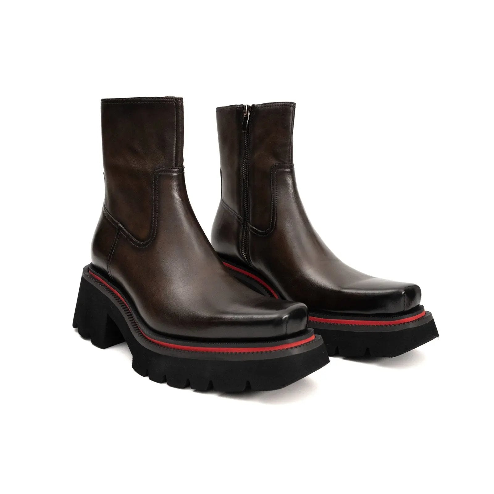 Short Title: Square Toe Platform Chelsea Boots