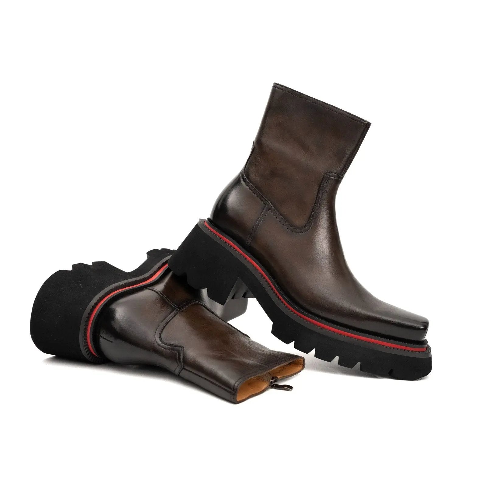 Short Title: Square Toe Platform Chelsea Boots