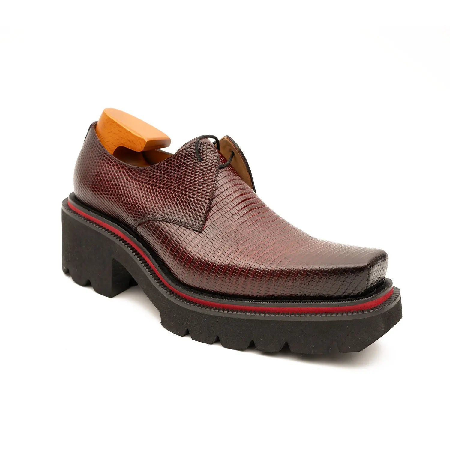 Burgundy Textured Lug Derby