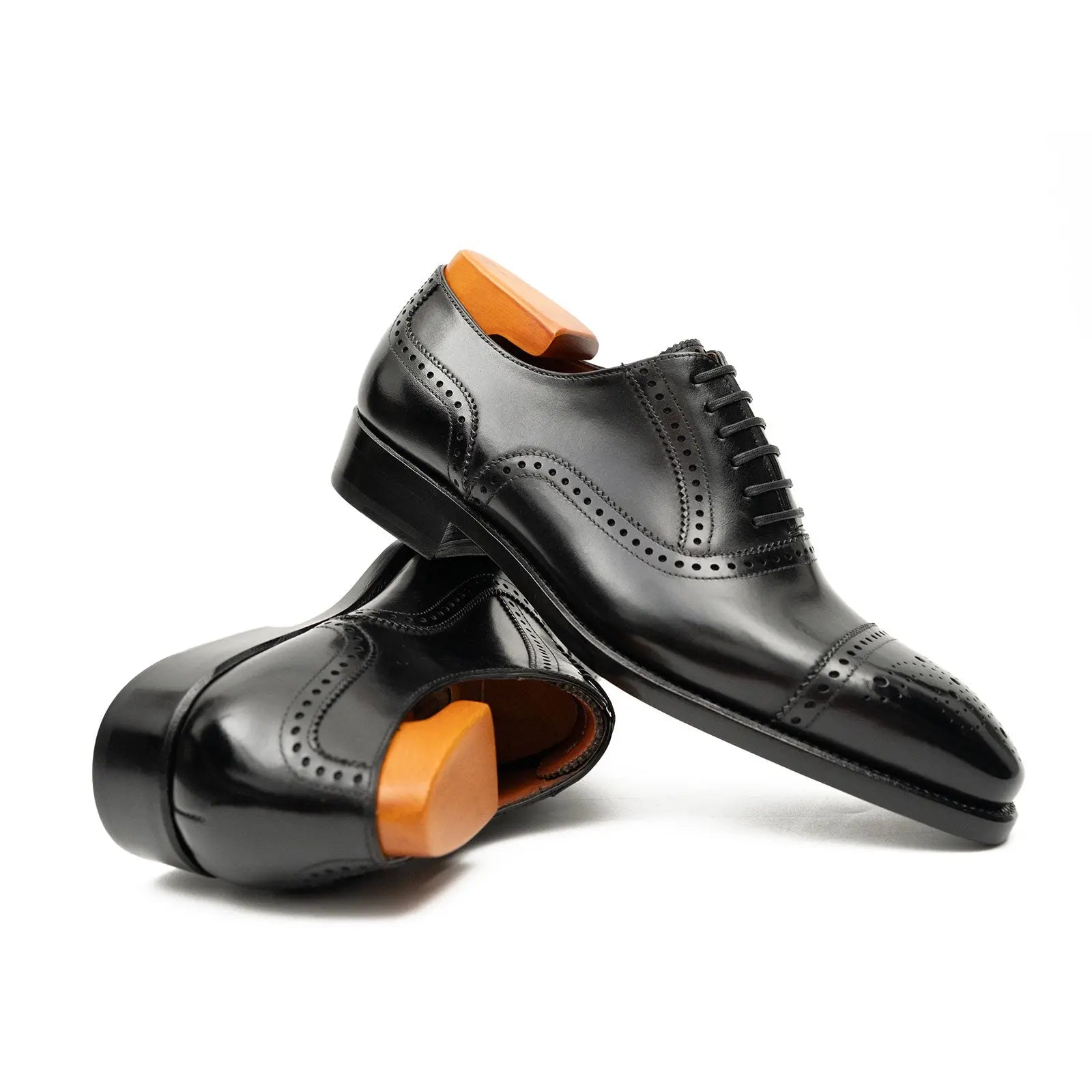 Black Medallion Cap-Toe Oxford