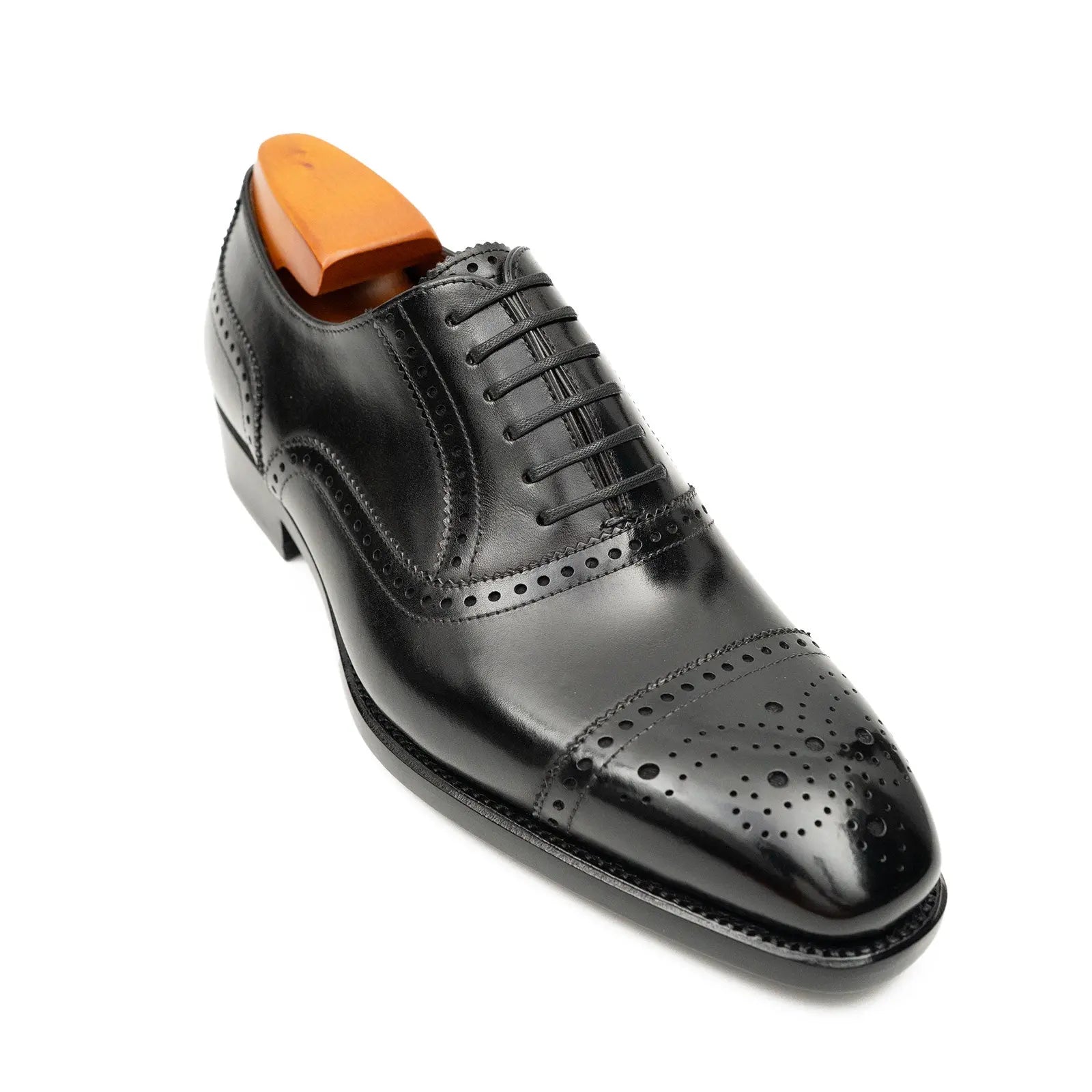 Black Medallion Cap-Toe Oxford