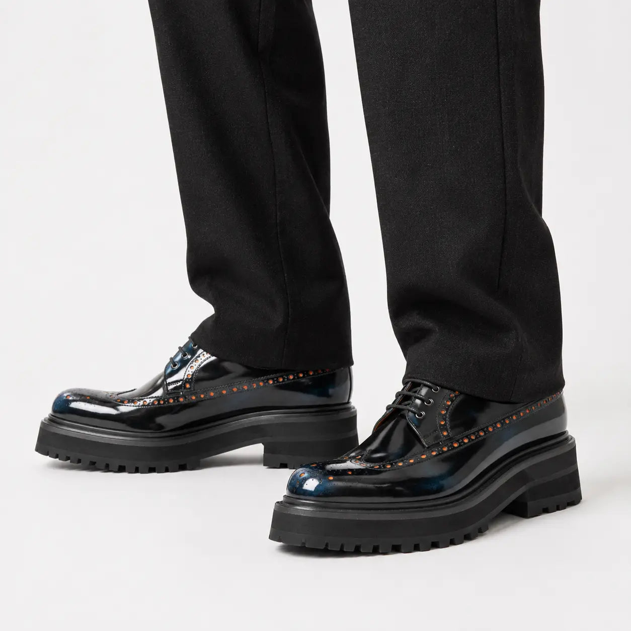 Midnight Blue Lug Wingtip Derby