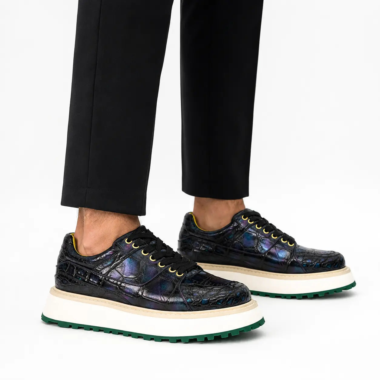 Midnight Crocodile Platform Sneaker