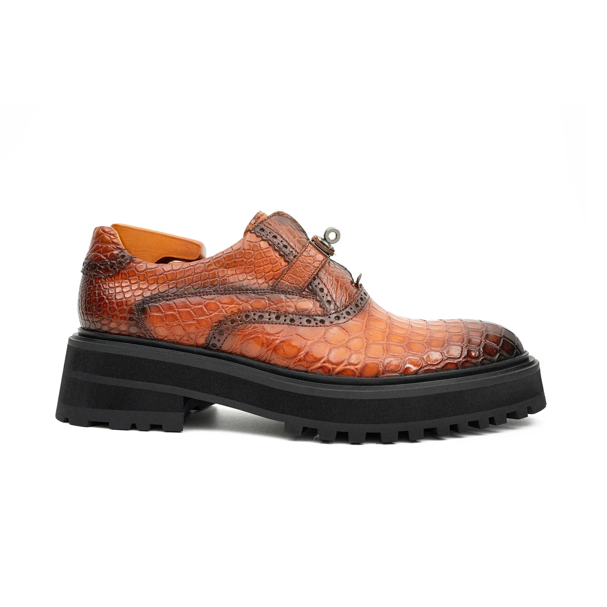 Cognac Crocodile Strap Lug Loafer