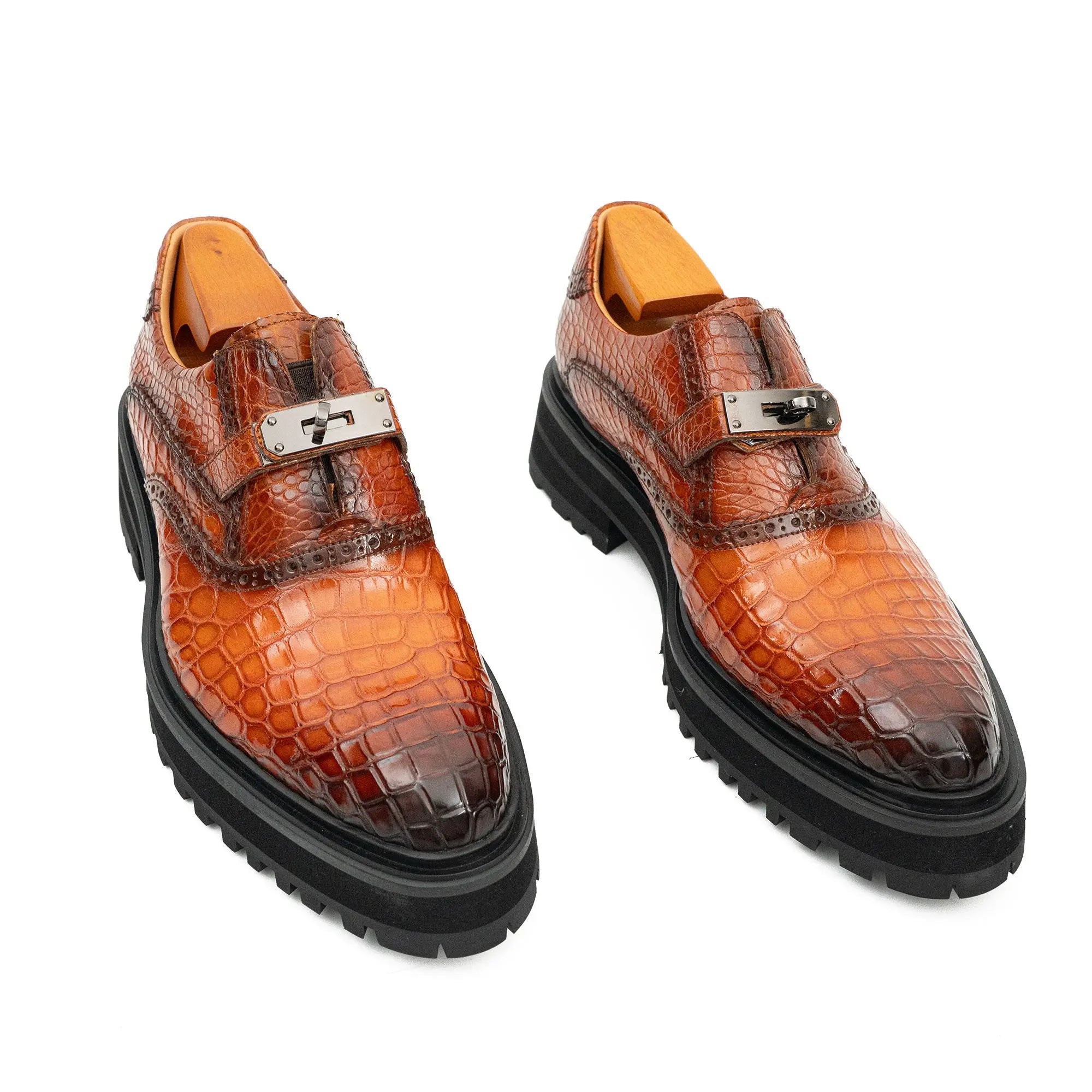 Cognac Crocodile Strap Lug Loafer