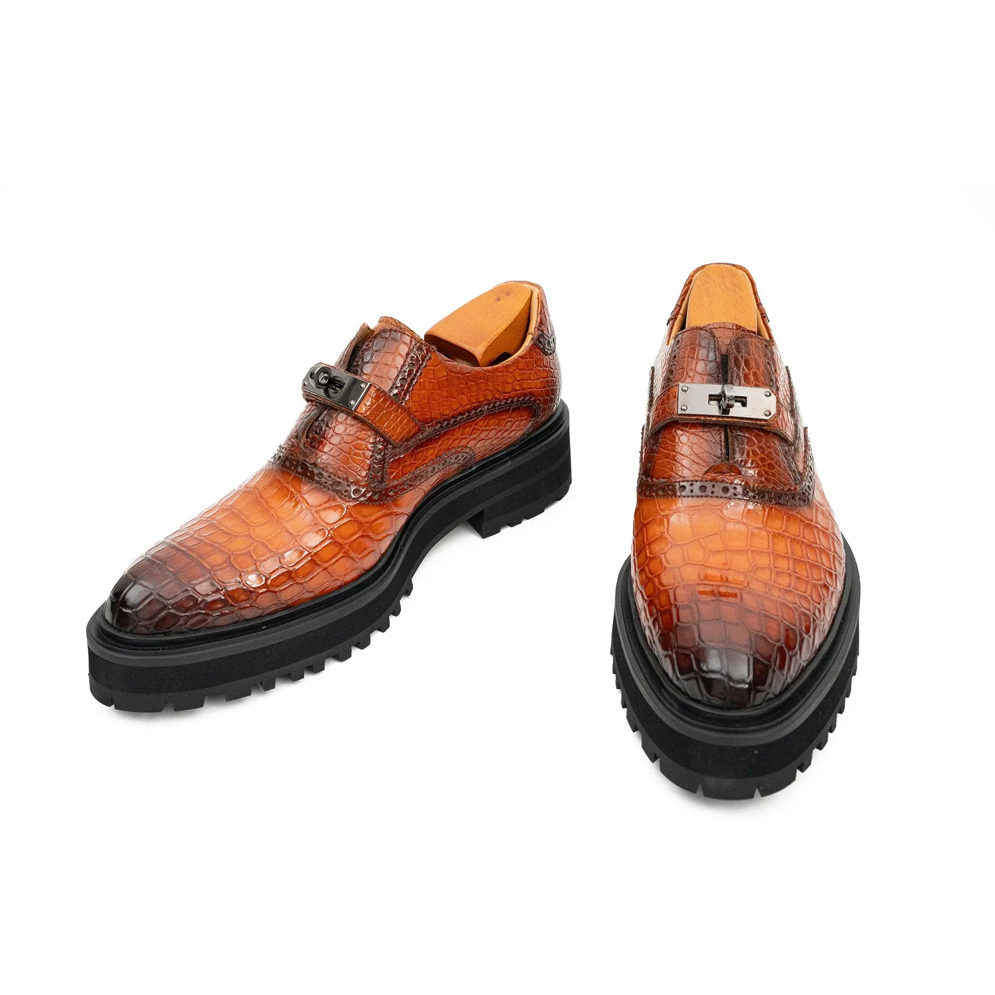 Cognac Crocodile Strap Lug Loafer