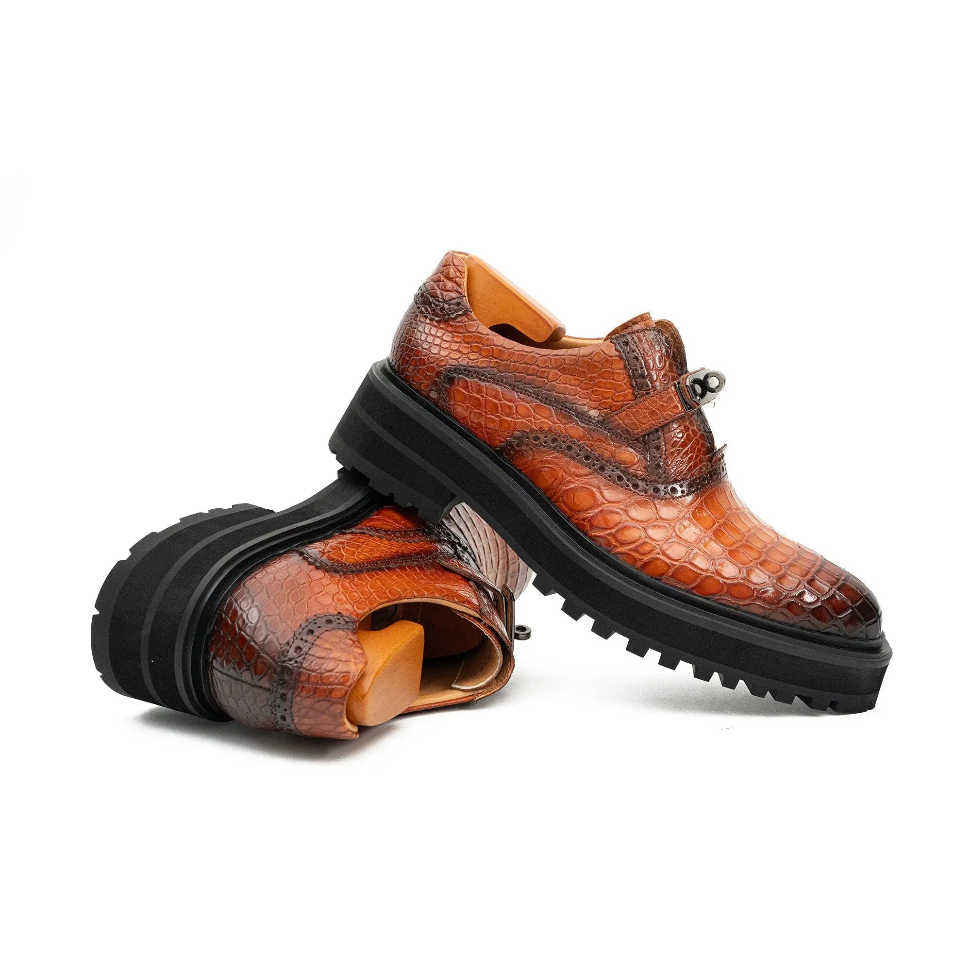 Cognac Crocodile Strap Lug Loafer