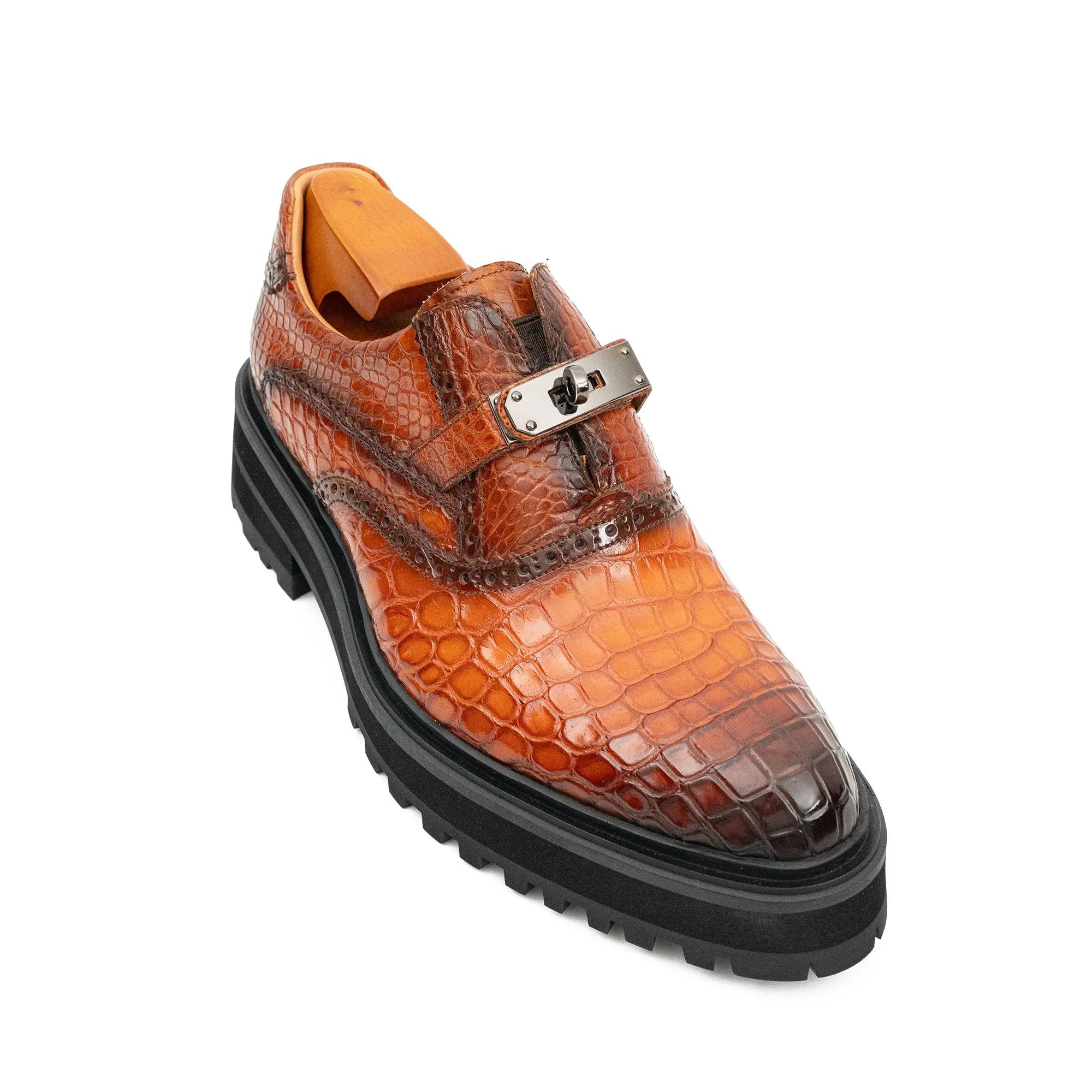 Cognac Crocodile Strap Lug Loafer