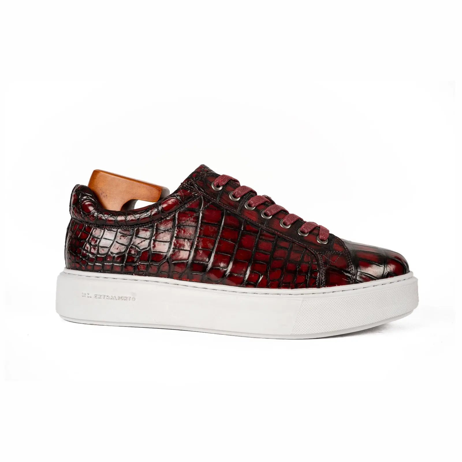 Burgundy Crocodile Court Sneaker