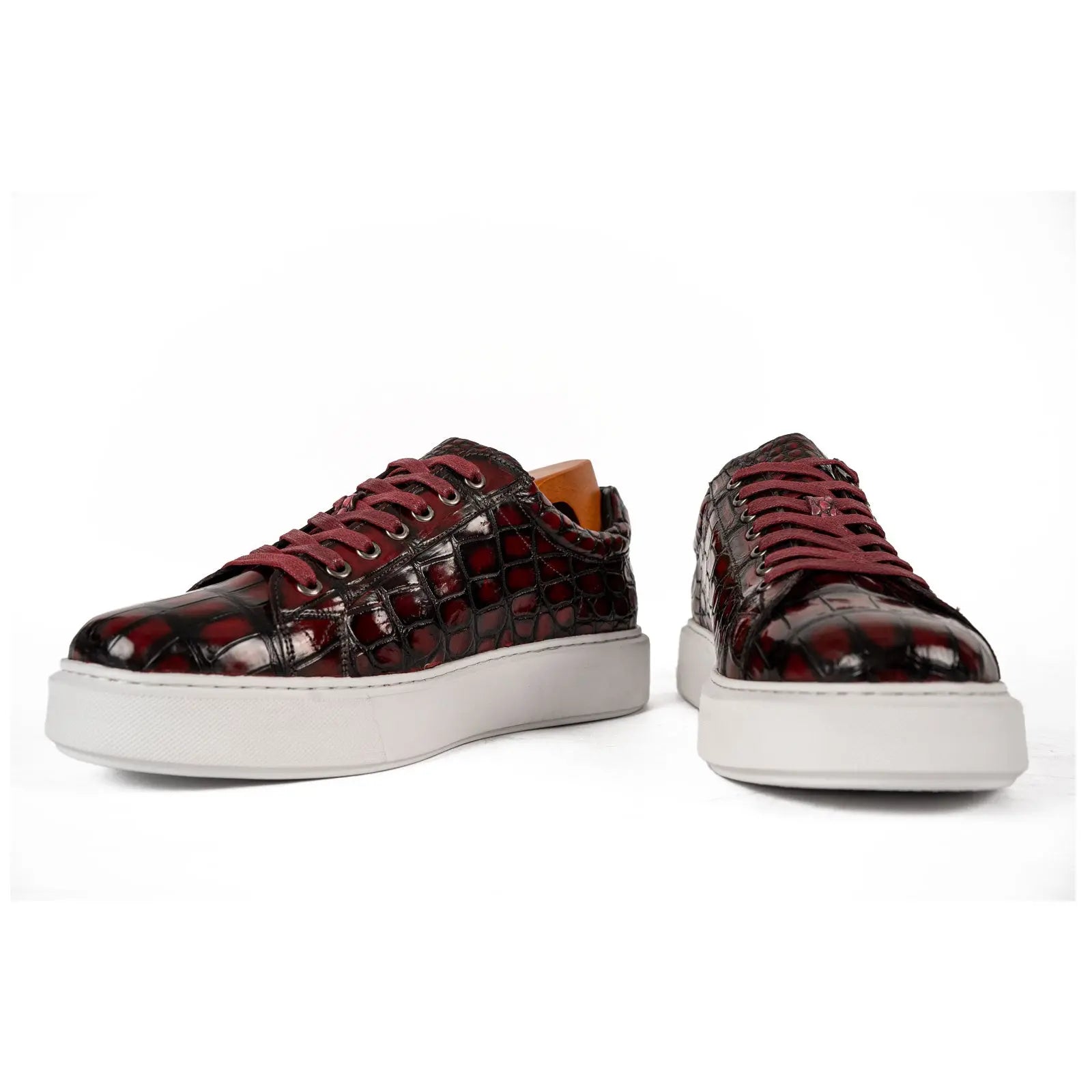 Burgundy Crocodile Court Sneaker
