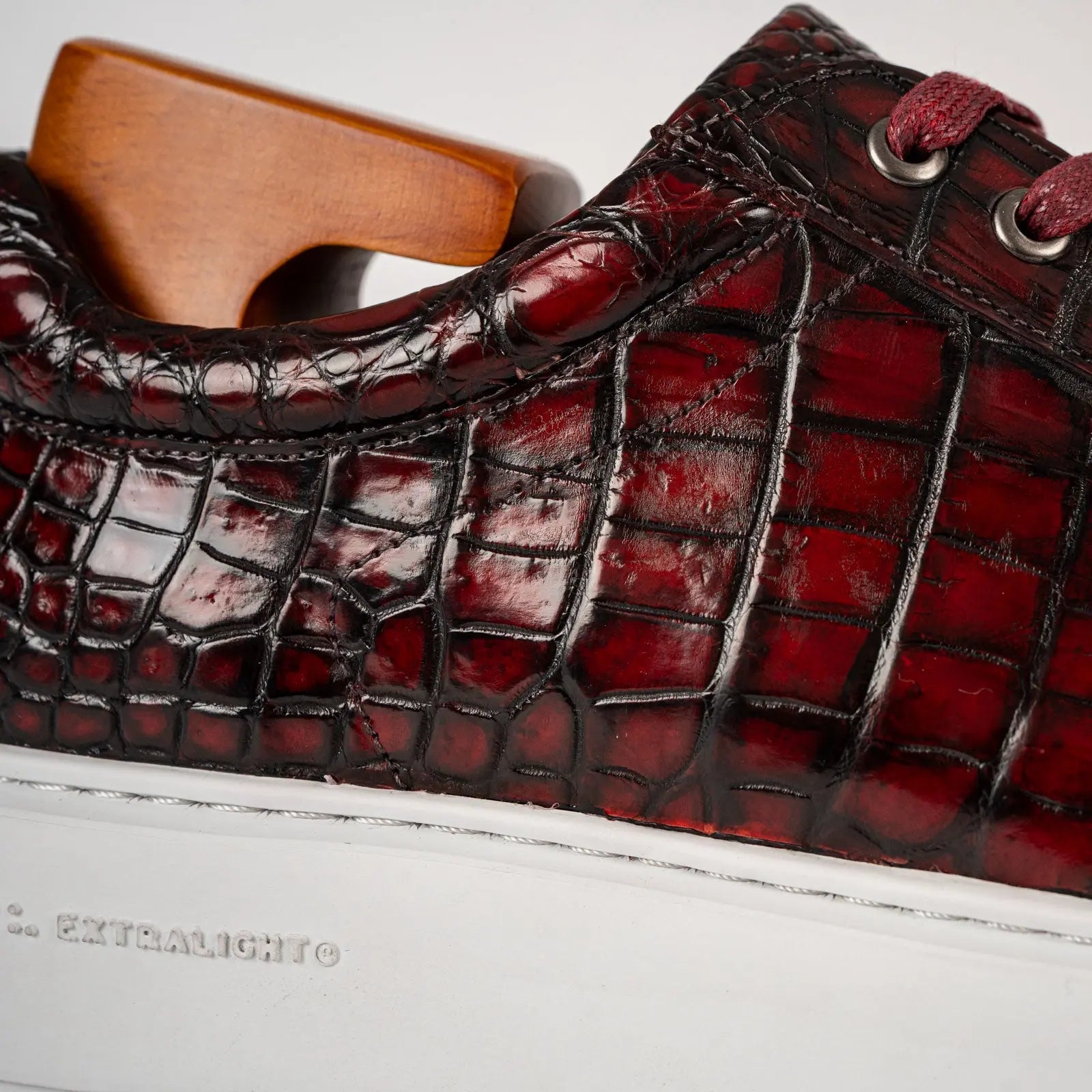 Burgundy Crocodile Court Sneaker