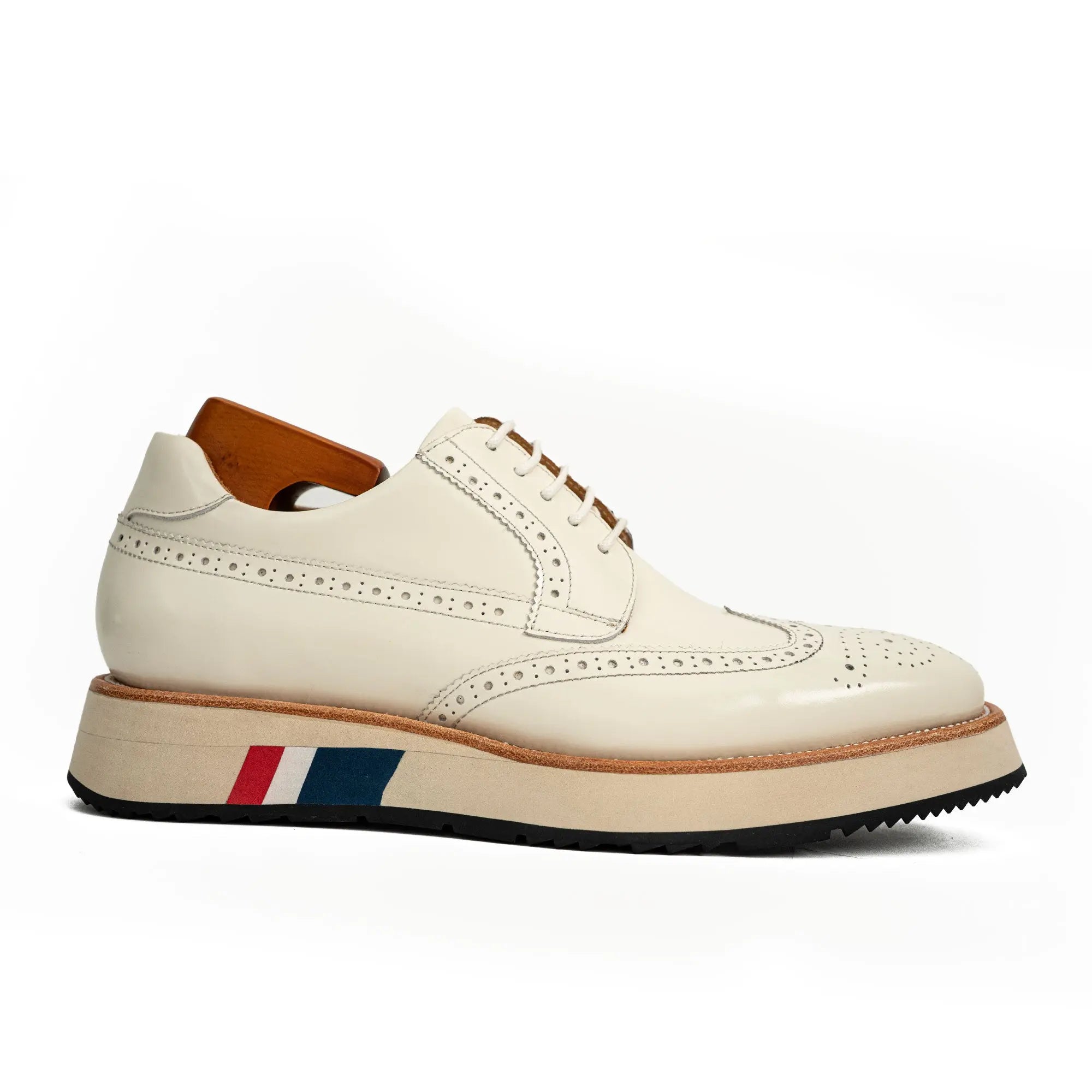 Ivory Brogue Derby with Contrast Sole