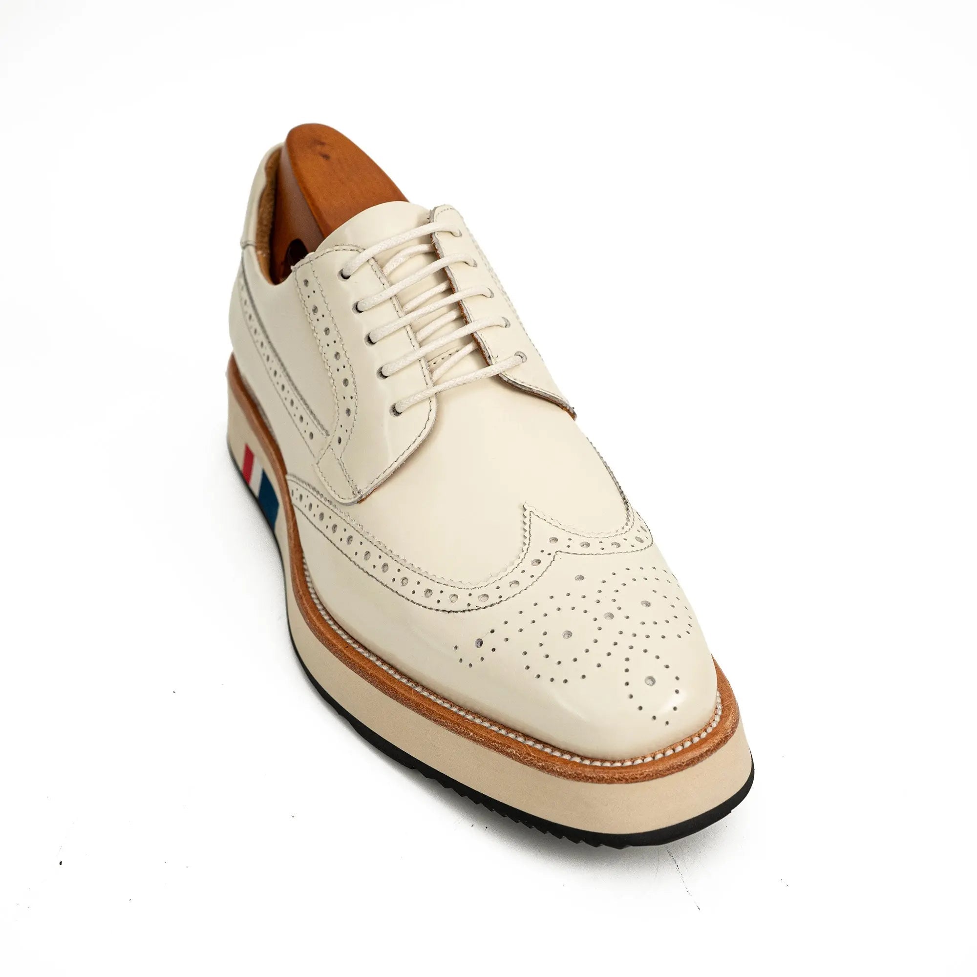 Ivory Brogue Derby with Contrast Sole