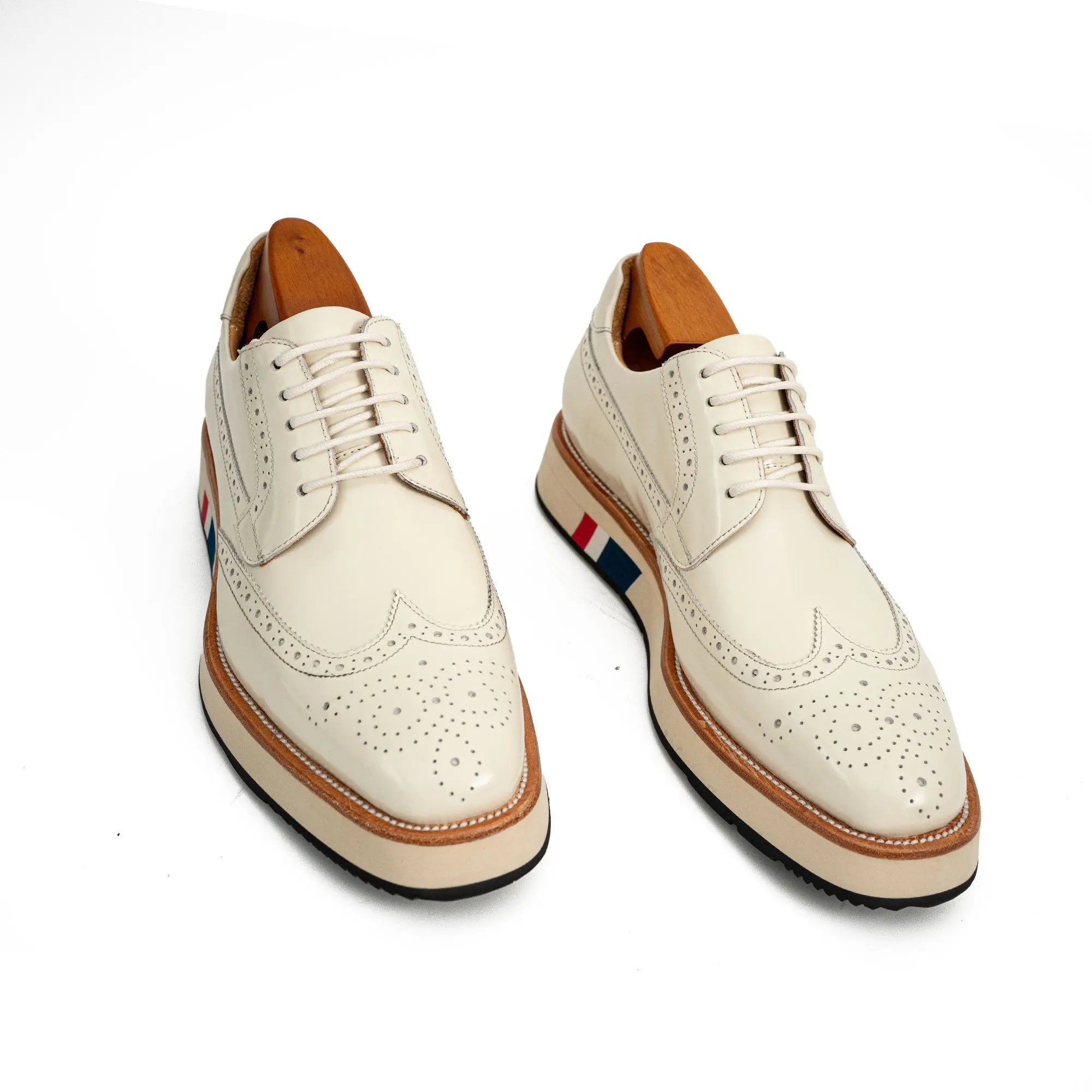 Ivory Brogue Derby with Contrast Sole