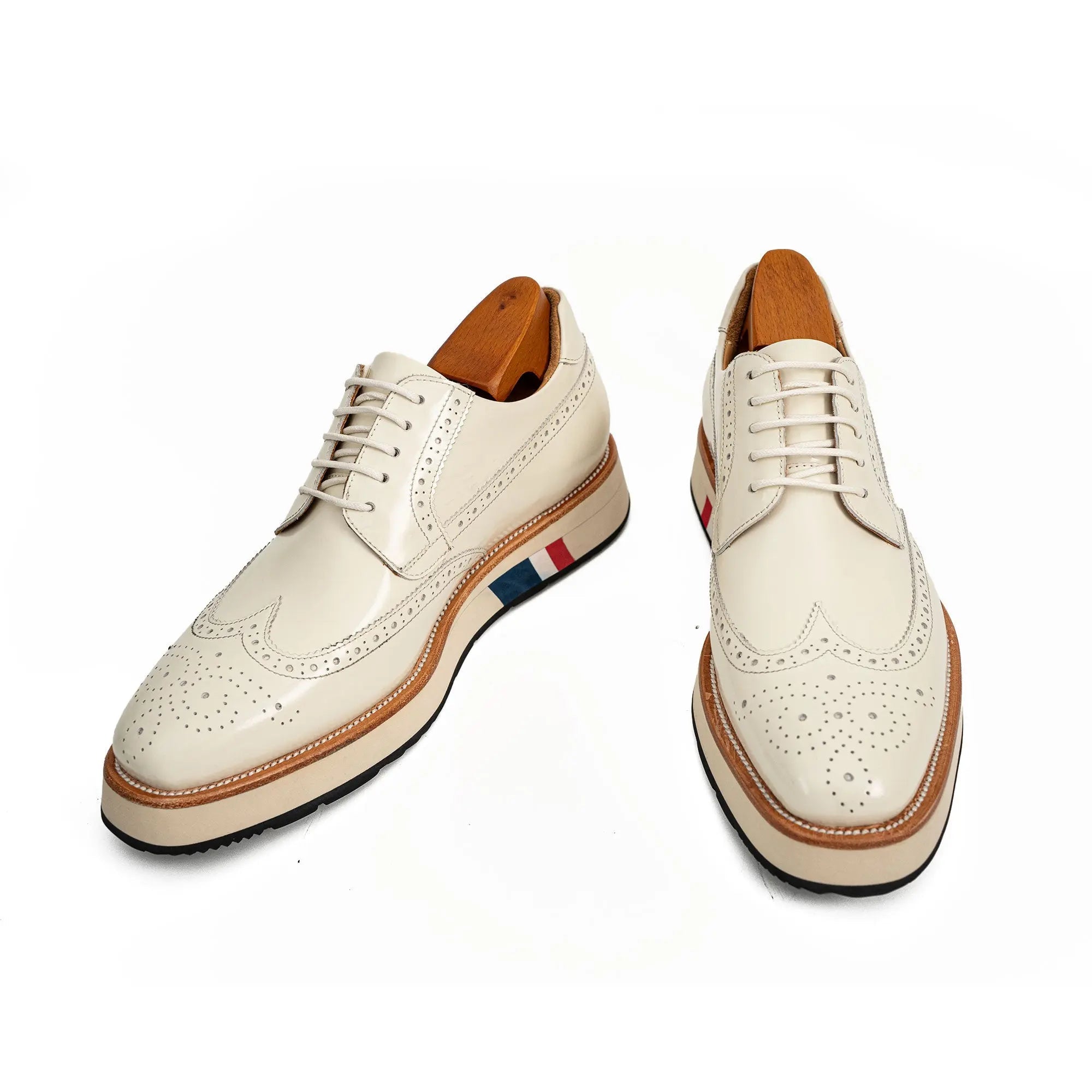 Ivory Brogue Derby with Contrast Sole
