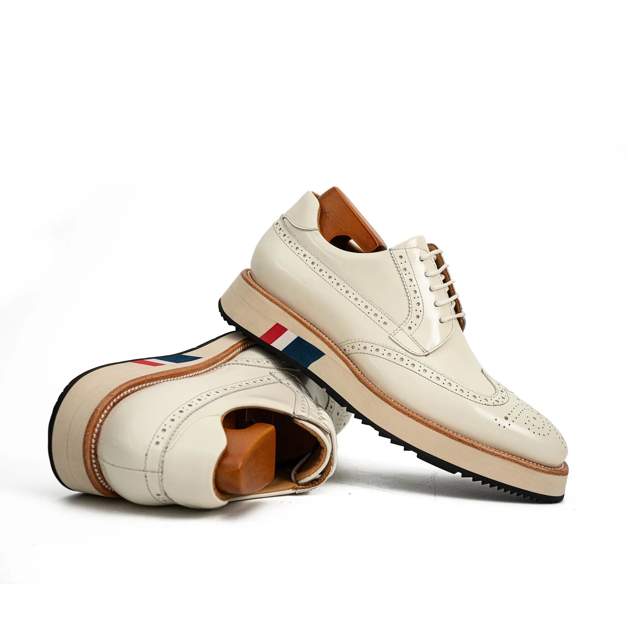 Ivory Brogue Derby with Contrast Sole