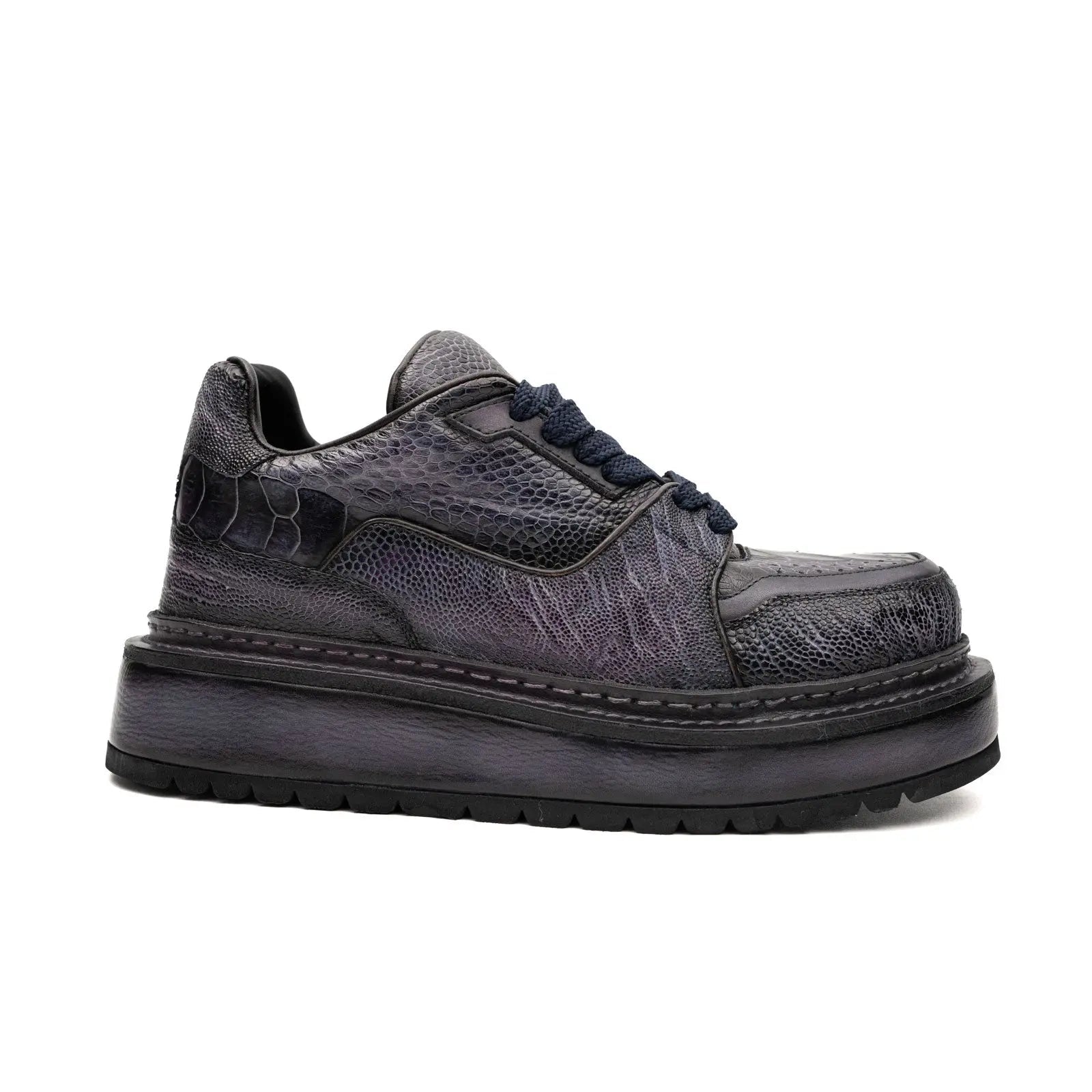 Shadow Grey Ostrich Platform Sneaker