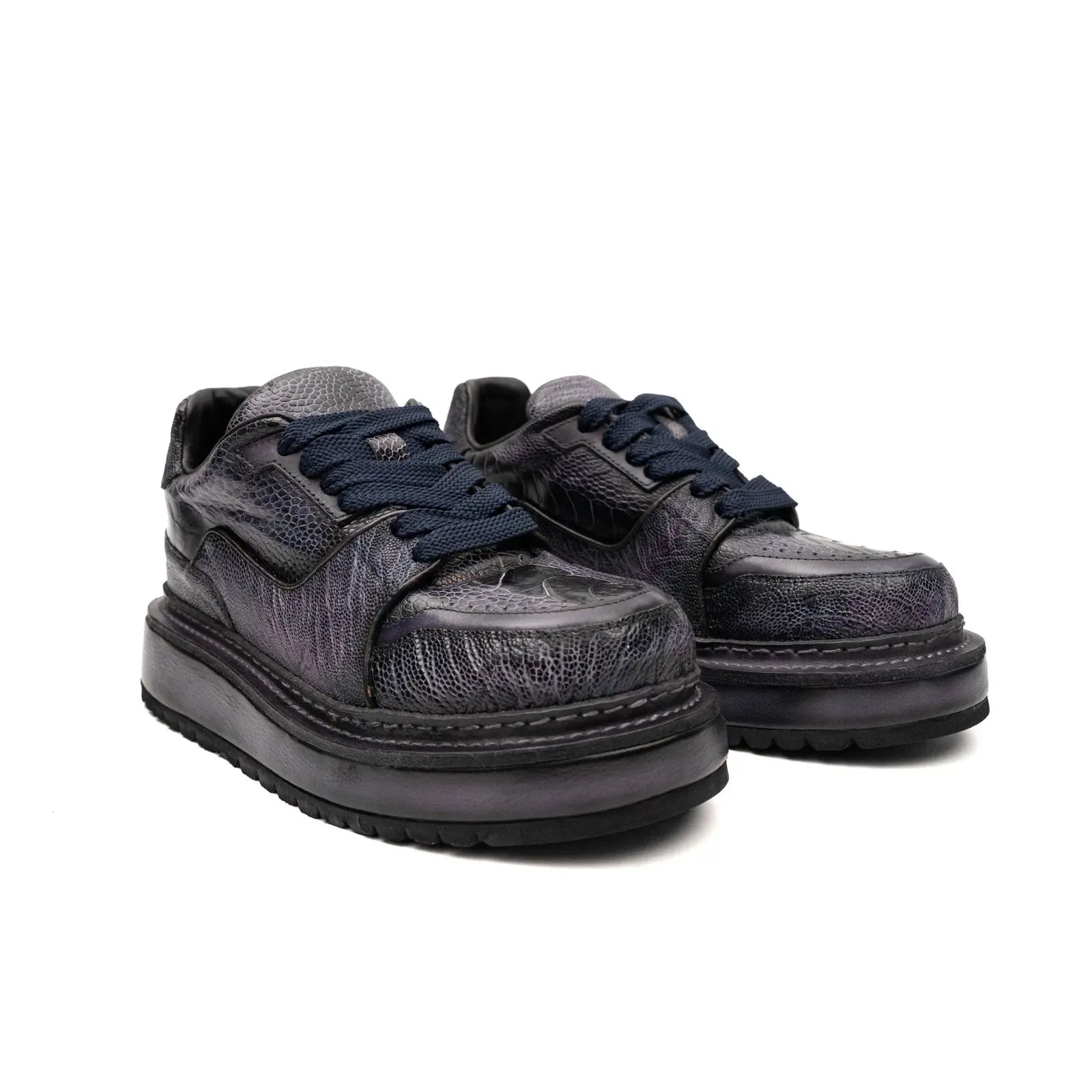 Shadow Grey Ostrich Platform Sneaker