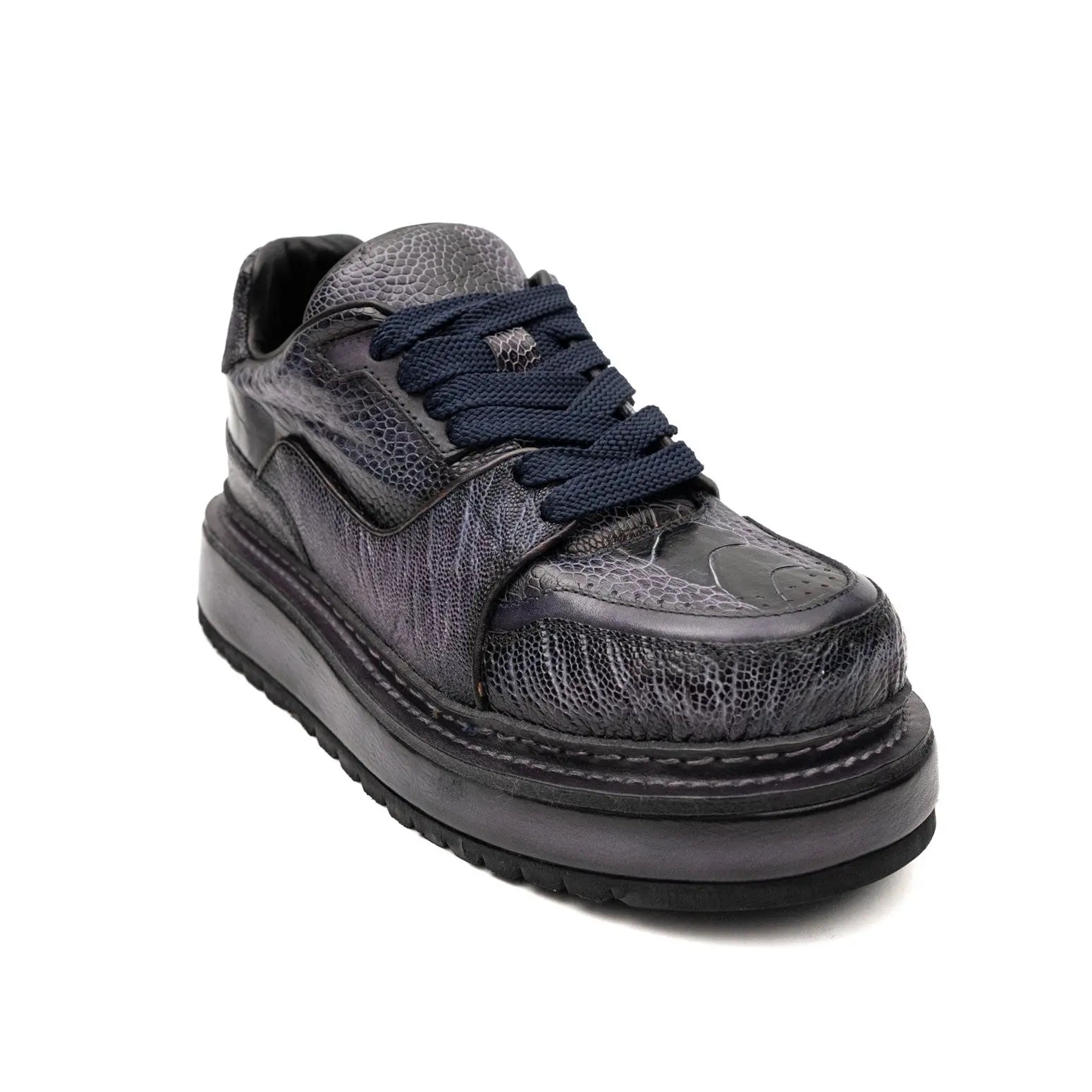 Shadow Grey Ostrich Platform Sneaker