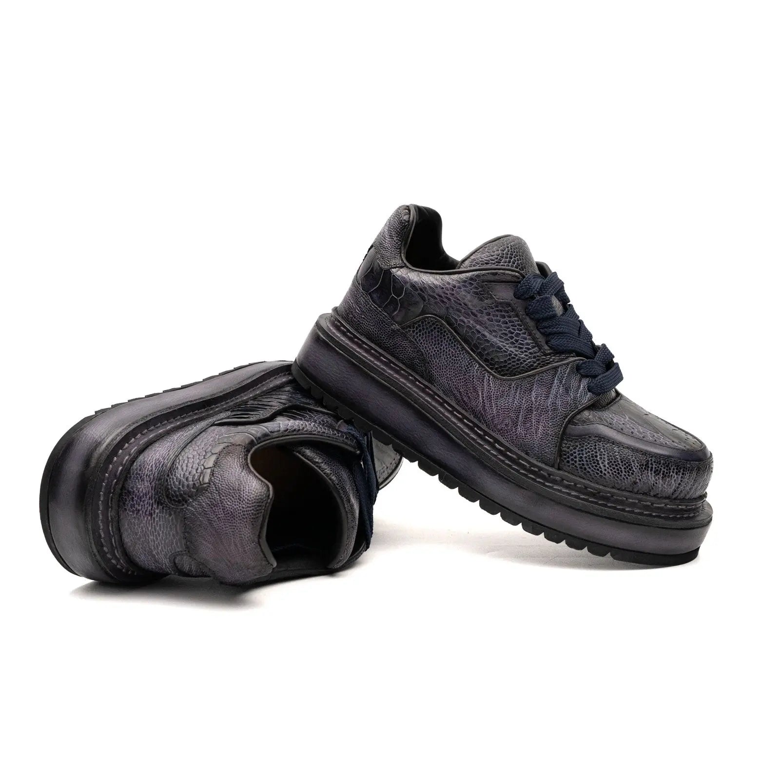 Shadow Grey Ostrich Platform Sneaker