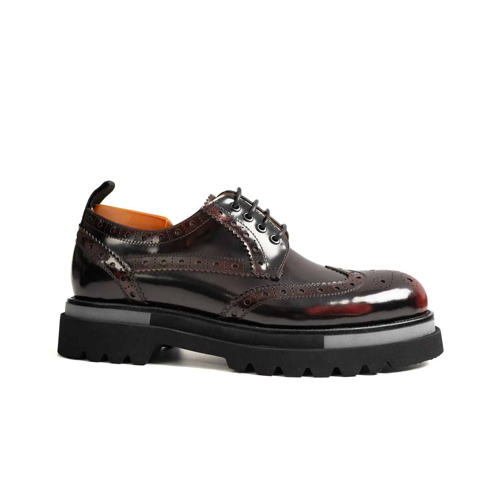 Burgundy Wingtip Platform Derby