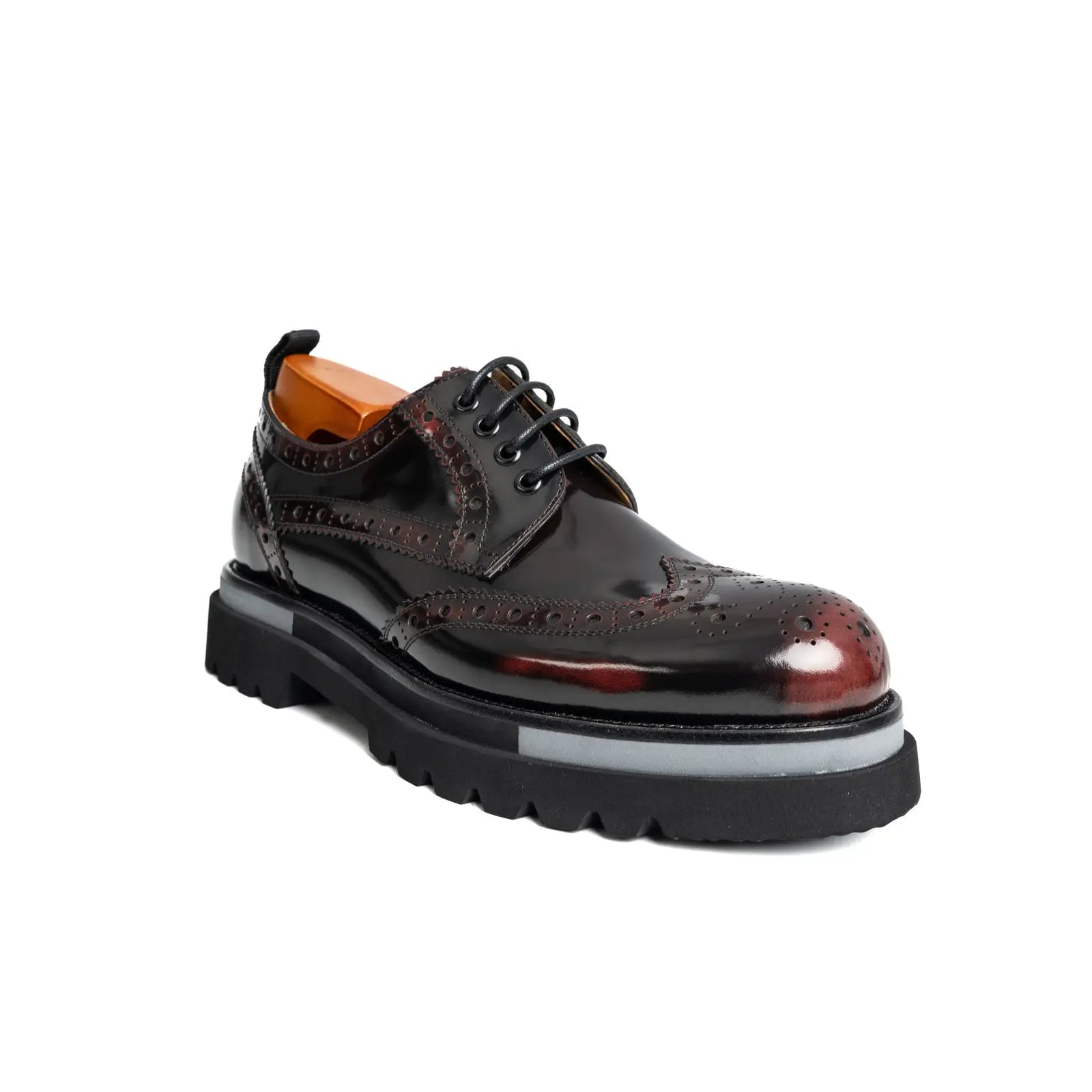 Burgundy Wingtip Platform Derby