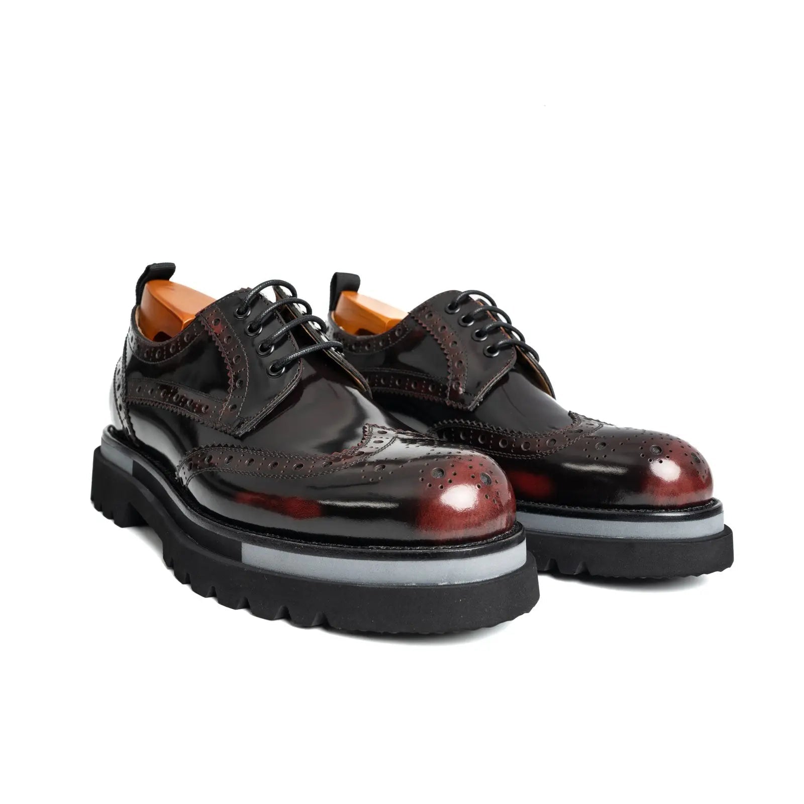Burgundy Wingtip Platform Derby