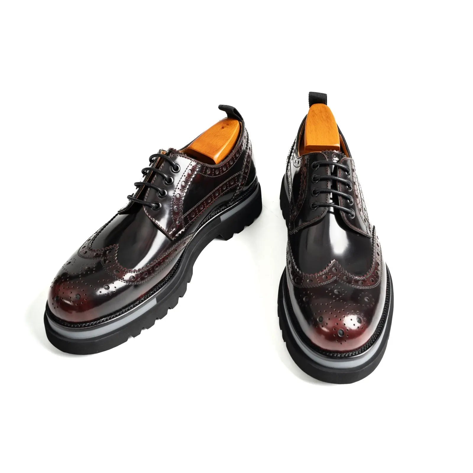 Burgundy Wingtip Platform Derby