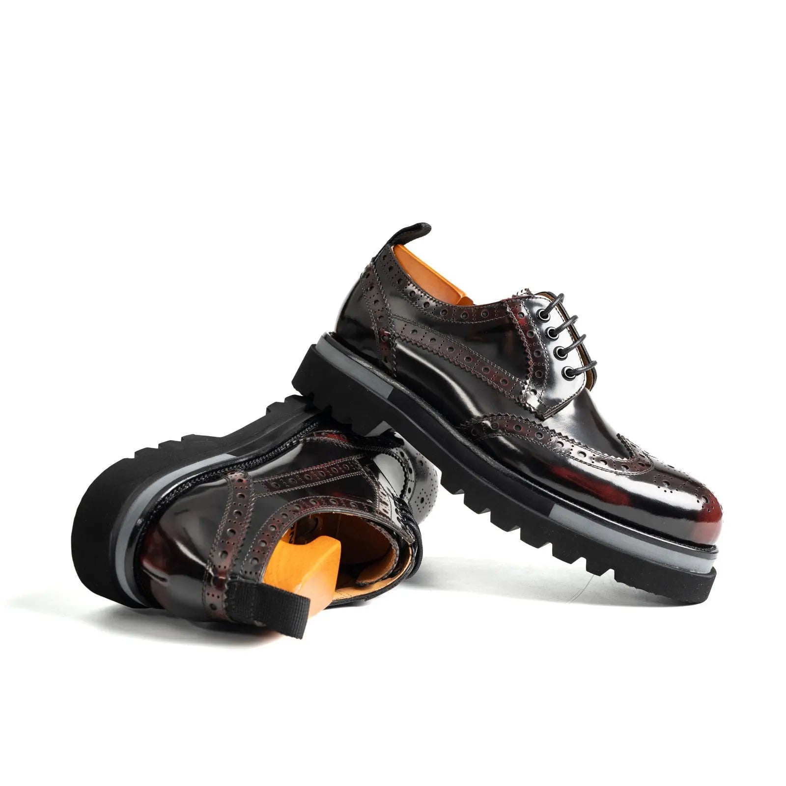 Burgundy Wingtip Platform Derby
