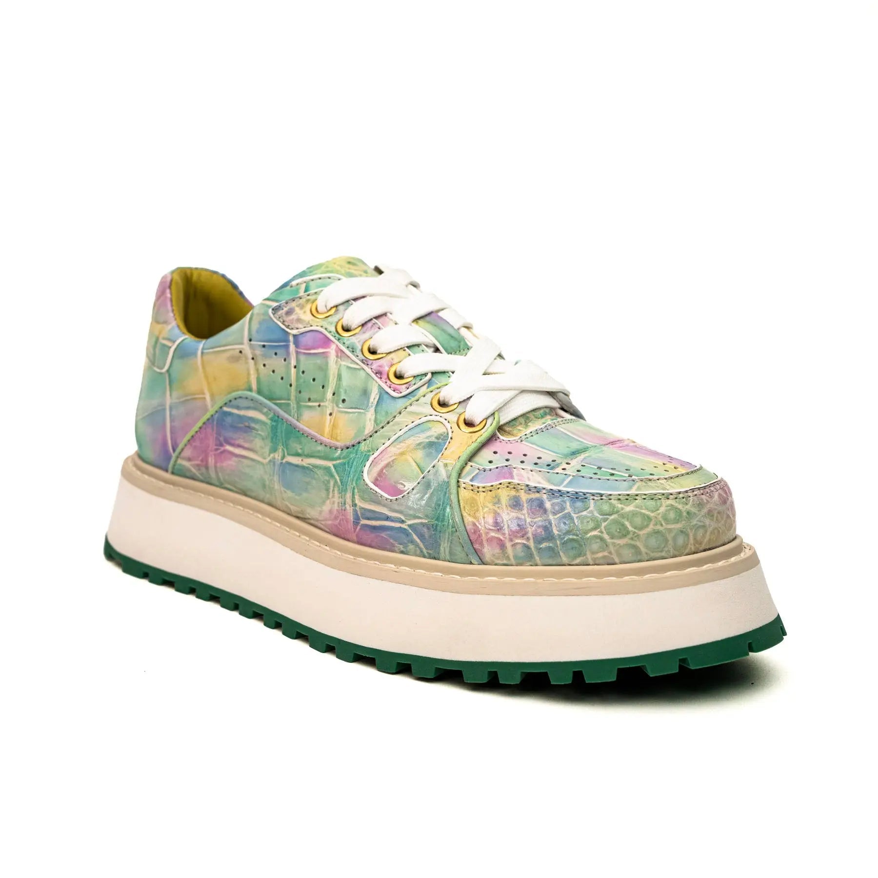 Pastel Crocodile Platform Sneaker