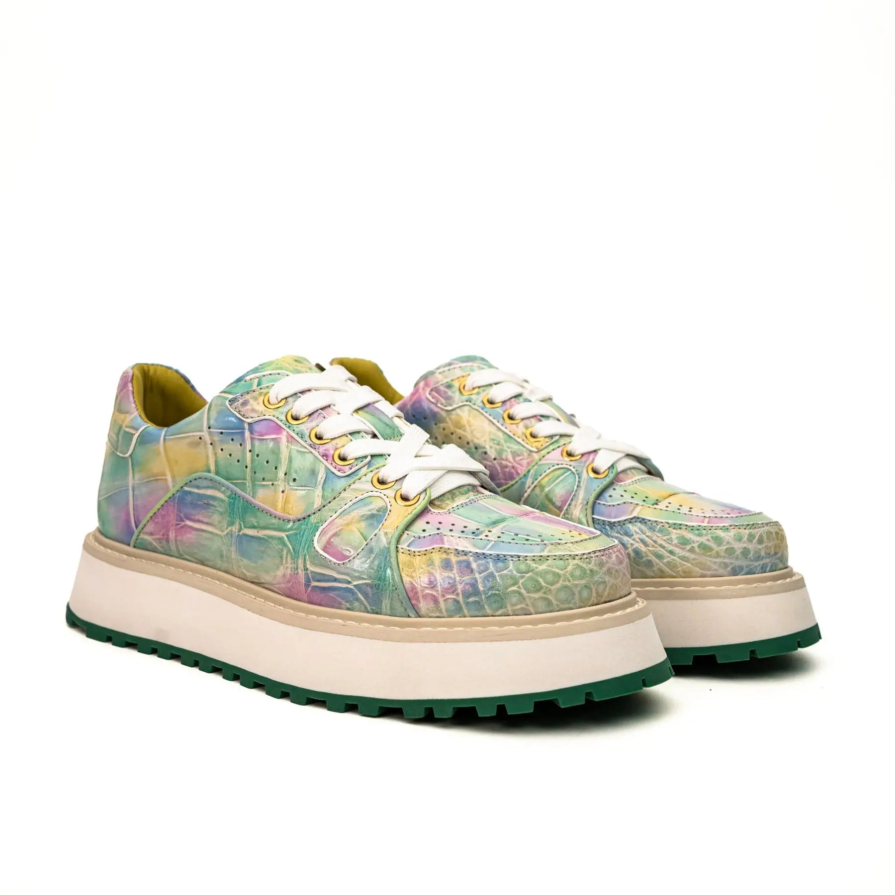 Pastel Crocodile Platform Sneaker